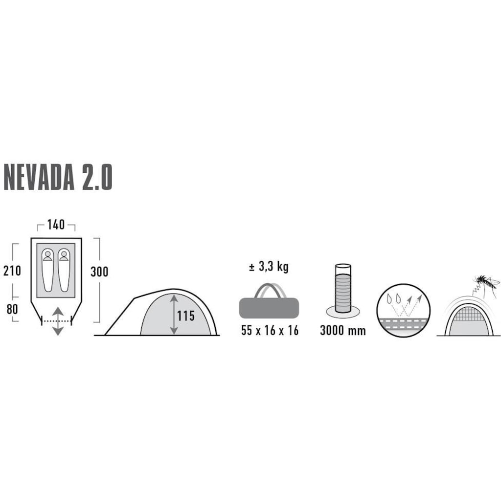 High Peak Kuppelzelt »Zelt Nevada 2.0«, 2 Personen, (mit Transporttasche)