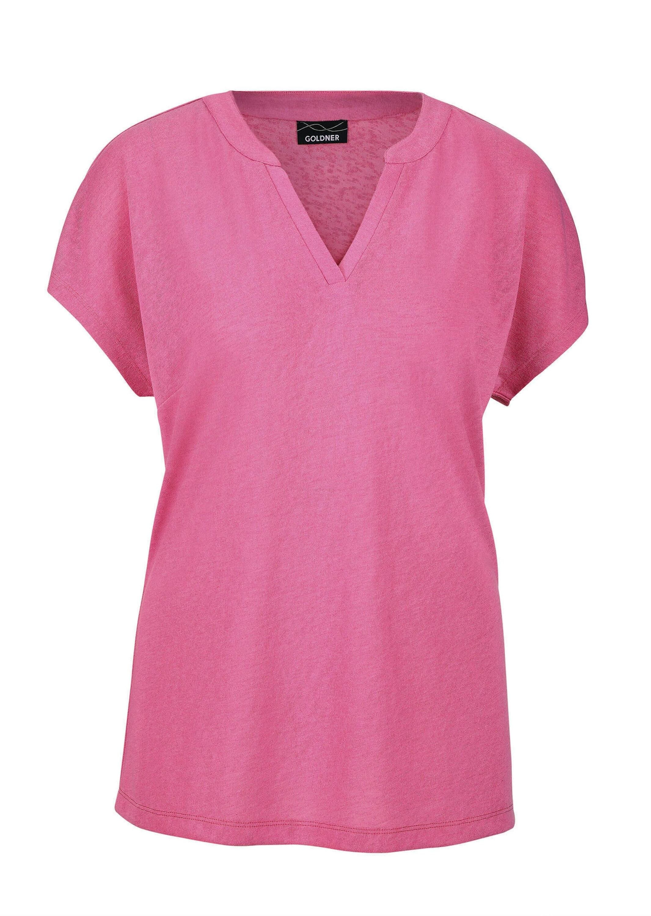 GOLDNER Kurzarmshirt »Luftiges Basicshirt mit V-Ausschnitt« Flammen-Optik