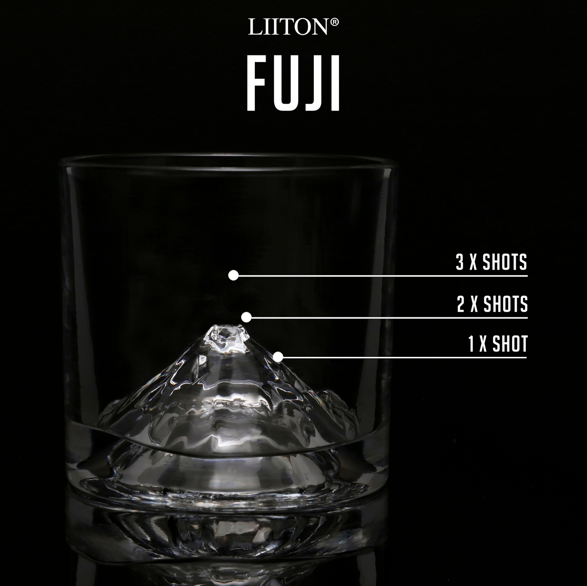 LIITON Whiskyglas »Fuji«, (Set, 2 tlg.), dicker Glasboden als Bergmotiv, 260 ml, 2-teilig