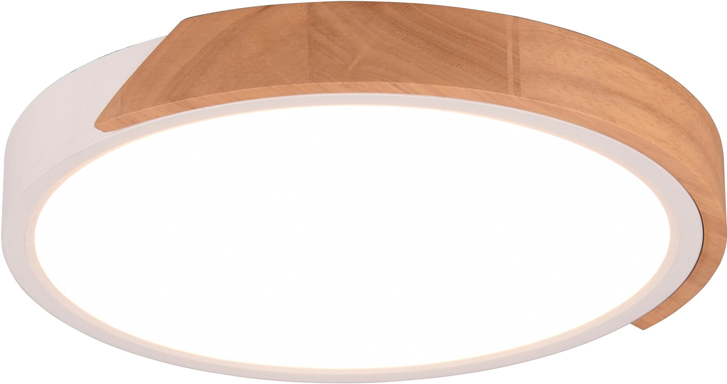 REALITY Leuchten LED Deckenleuchte »Jano«, 1 flammig, Leuchtmittel LED-Board | LED fest integriert, Deckenlampe Holzschirm Ø 31cm, 20W/2400Lumen, warmweiß 3000K, dimmbar