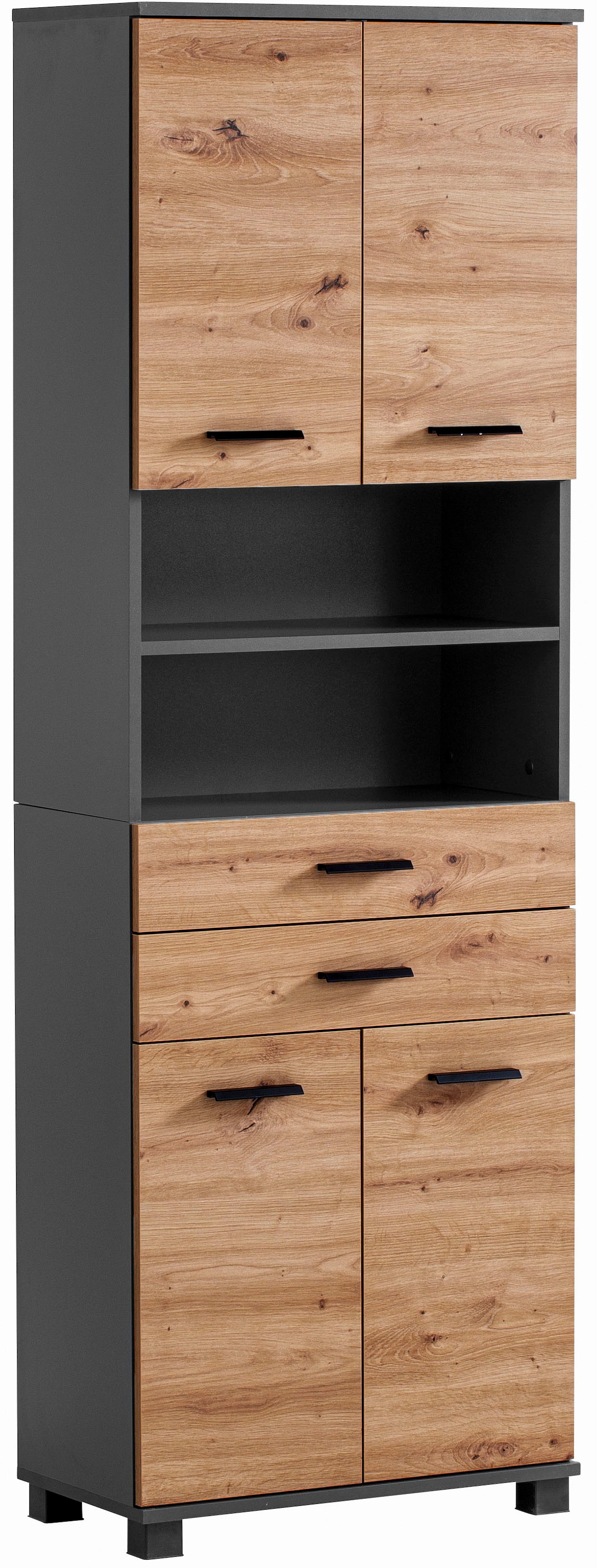 welltime Hochschrank "Palermo, Made in Germany" Breite 60 cm, verstellbare Einlegeböden, Metallgriffe