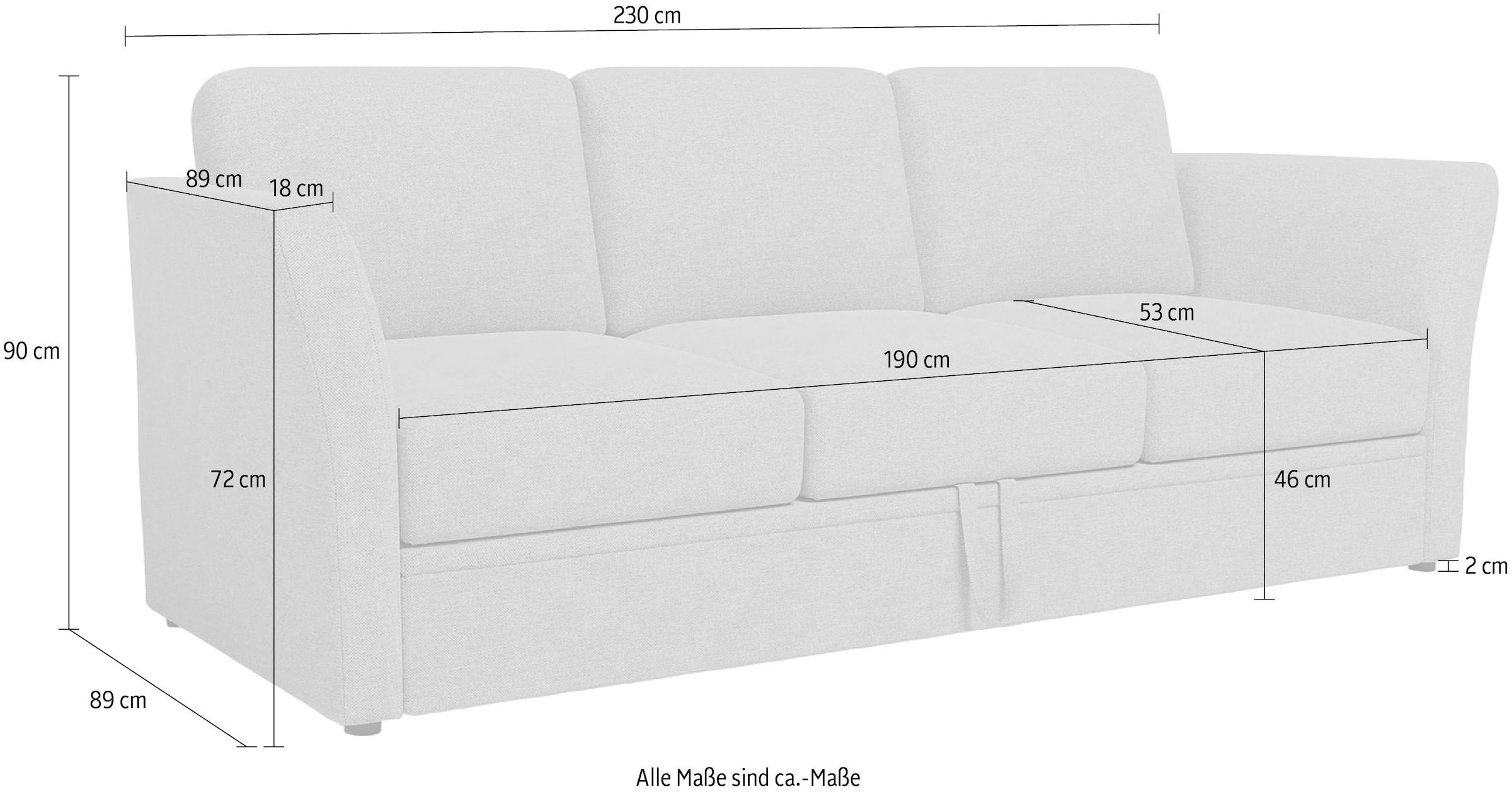 Home affaire 3-Sitzer »Lavars Schlafsofa«, mit Bettfunktion, in zwei verschiedenen Bezugsqualitäten