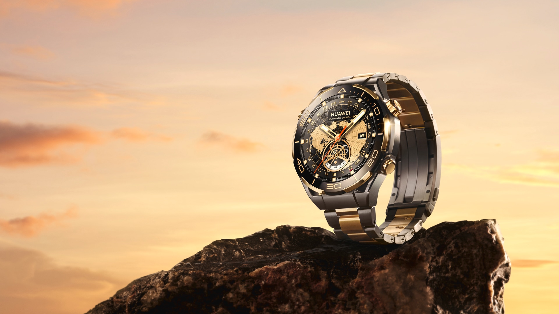 Huawei Smartwatch »WATCH ULTIMATE GOLD«, (3,81 cm / 1,5 Zoll), goldgefasste Keramiklünette, goldenes Armband aus Titanlegierung)