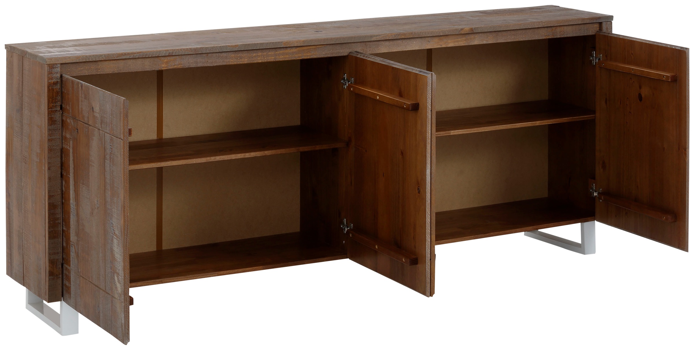 Home affaire Sideboard »Lagos«, Kommode aus massivem Kiefernholz, mit weiß lackiertem Beingestell
