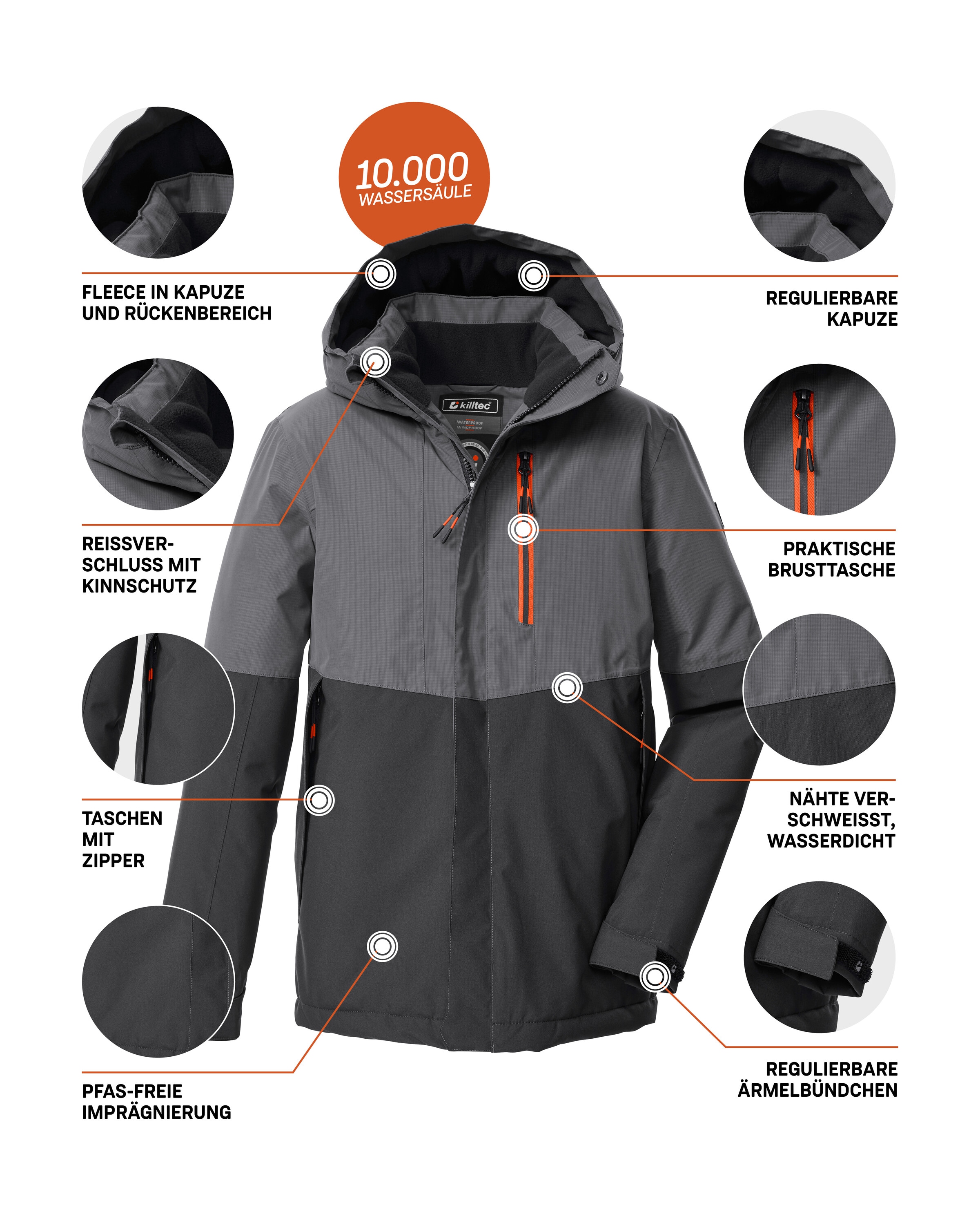 Killtec Funktionsjacke »KOW 222 BYS JCKT« Wind- u. wasserdichte Kinderjacke mit Fleece, reflektierender Print