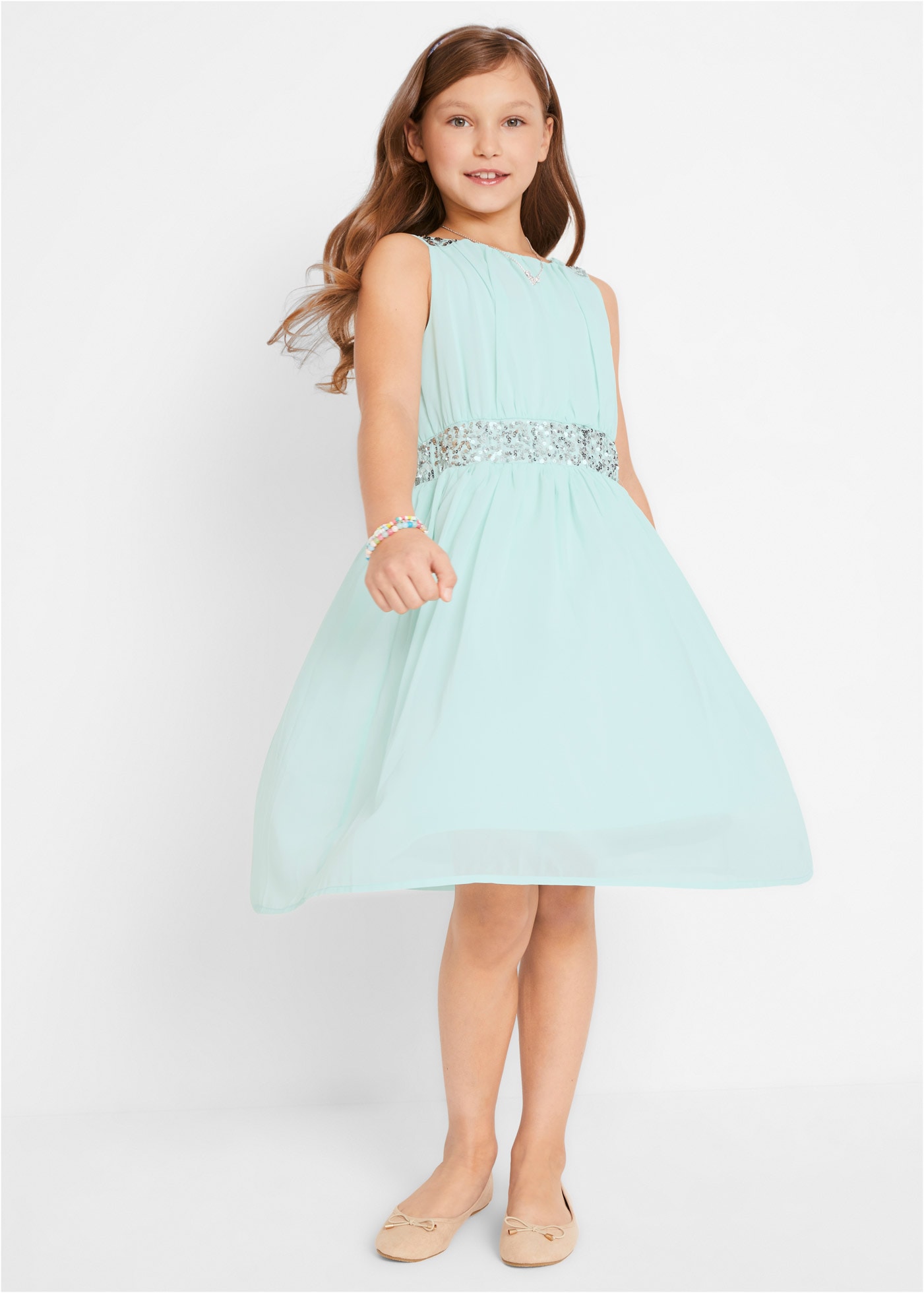 bonprix Chiffonkleid aus Chiffon, mit elastischem Bündchen, gefüttert