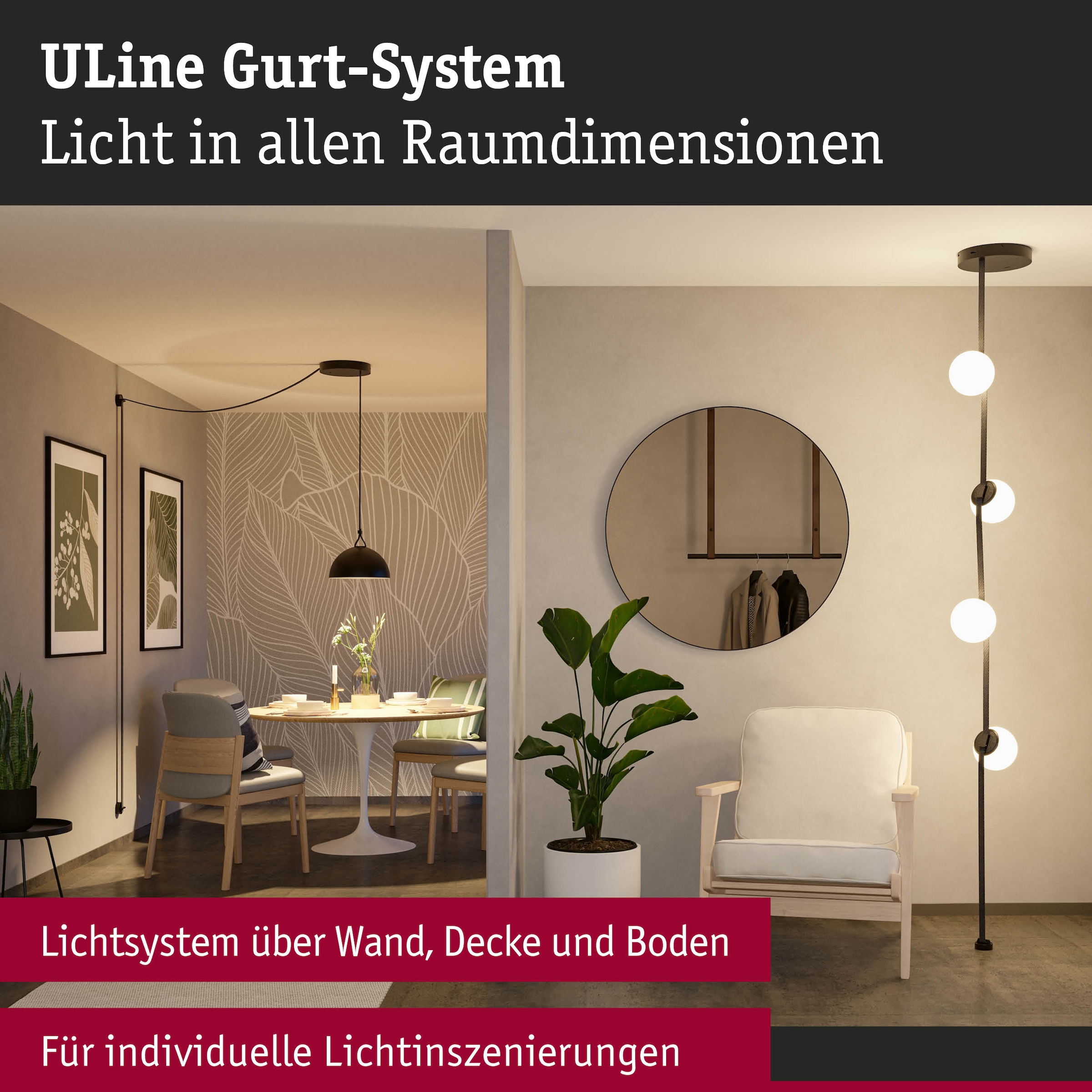 Paulmann Hängeleuchte »ULine  Installationsset 230/48V max. 150W Schwarz« 9 Stk.