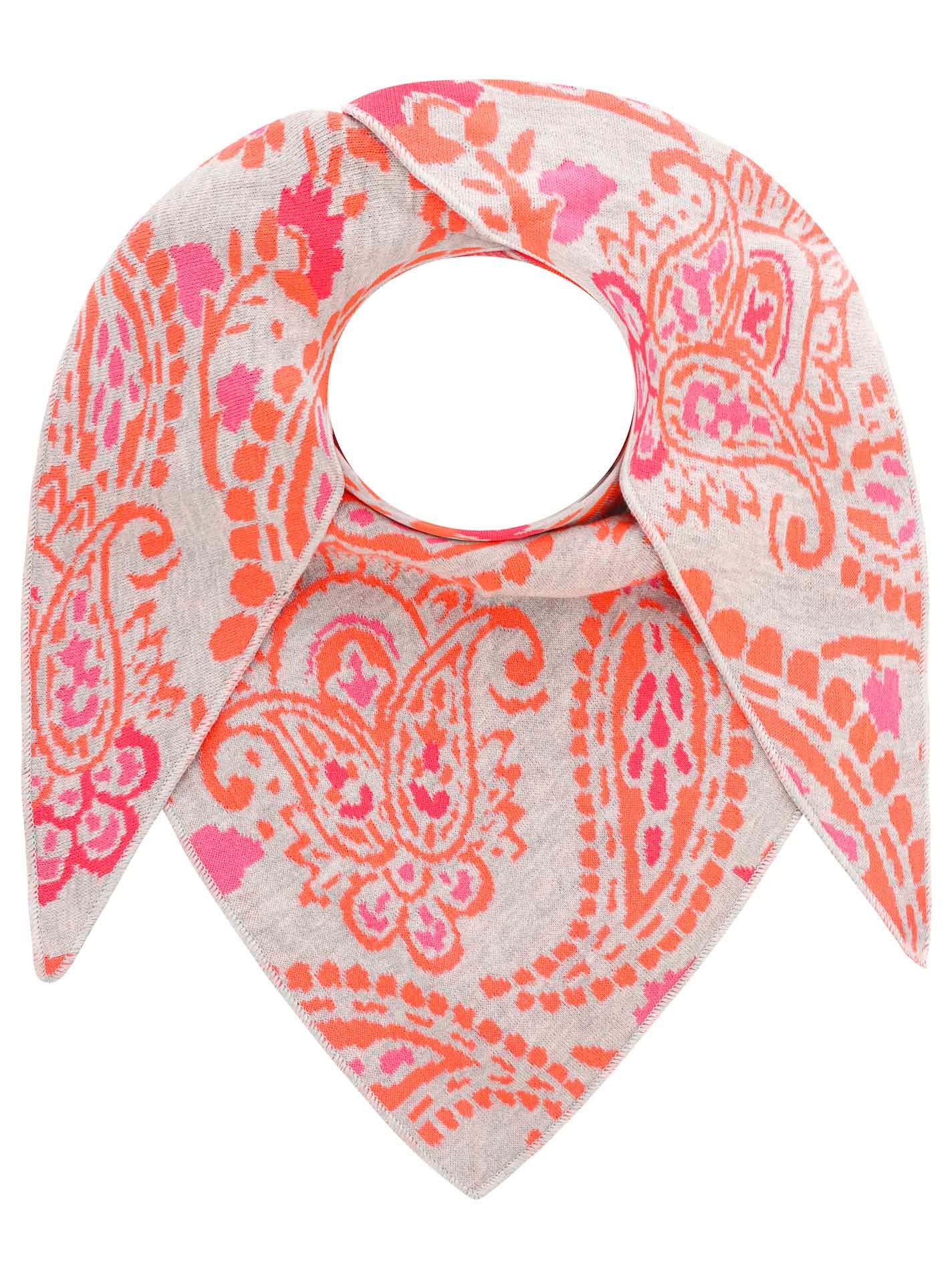 Zwillingsherz, Damen, Dreieckstuch »"Cozy Paisley"« modisches Muster, Strick, wärmend, Grau Orange Pink, Grau Orange Pink, Dreieckstuch von 