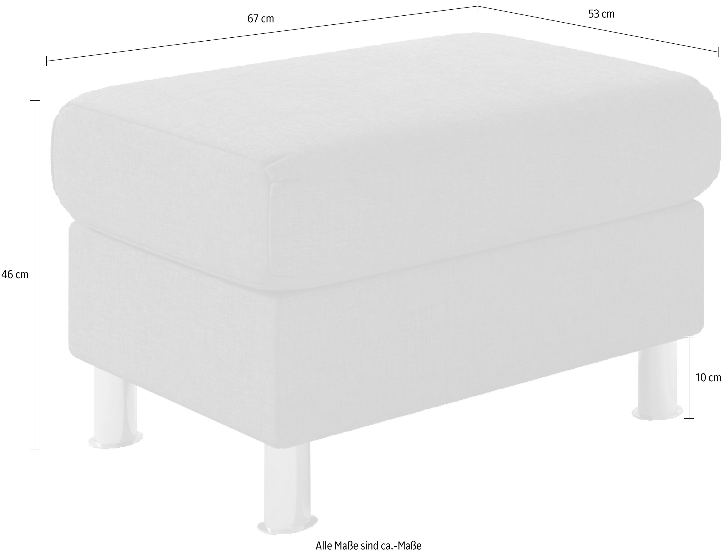TRENDMANUFAKTUR Hocker »Rondo, Polsterhocker zur Serie, Breite 67 cm, Füße chromfarben«, Fußhocker wahlweise mit Federkern, in verschiedenen Bezügen bestellbar