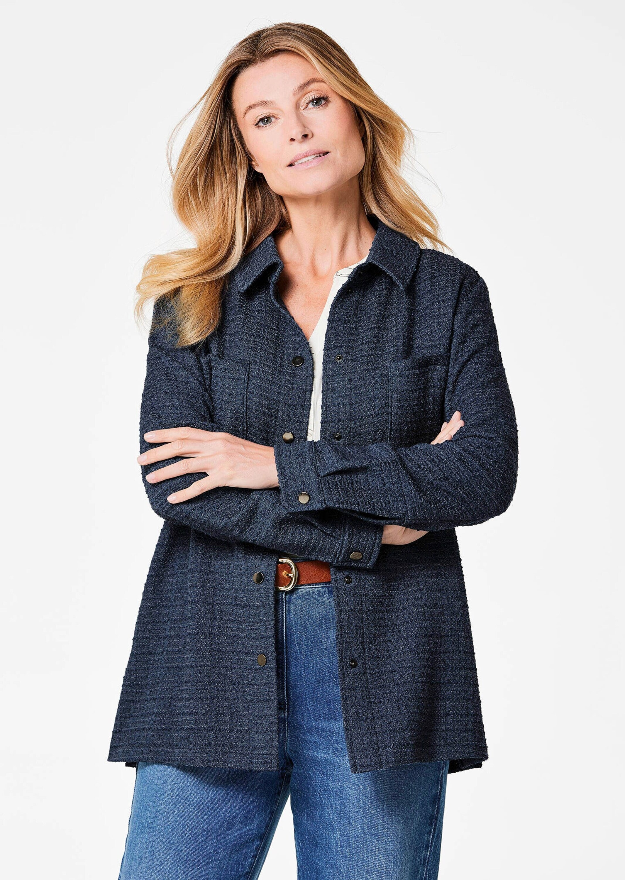 GOLDNER Hemdbluse »Kurzgröße Hemdjacke« Seitennahtschlitze