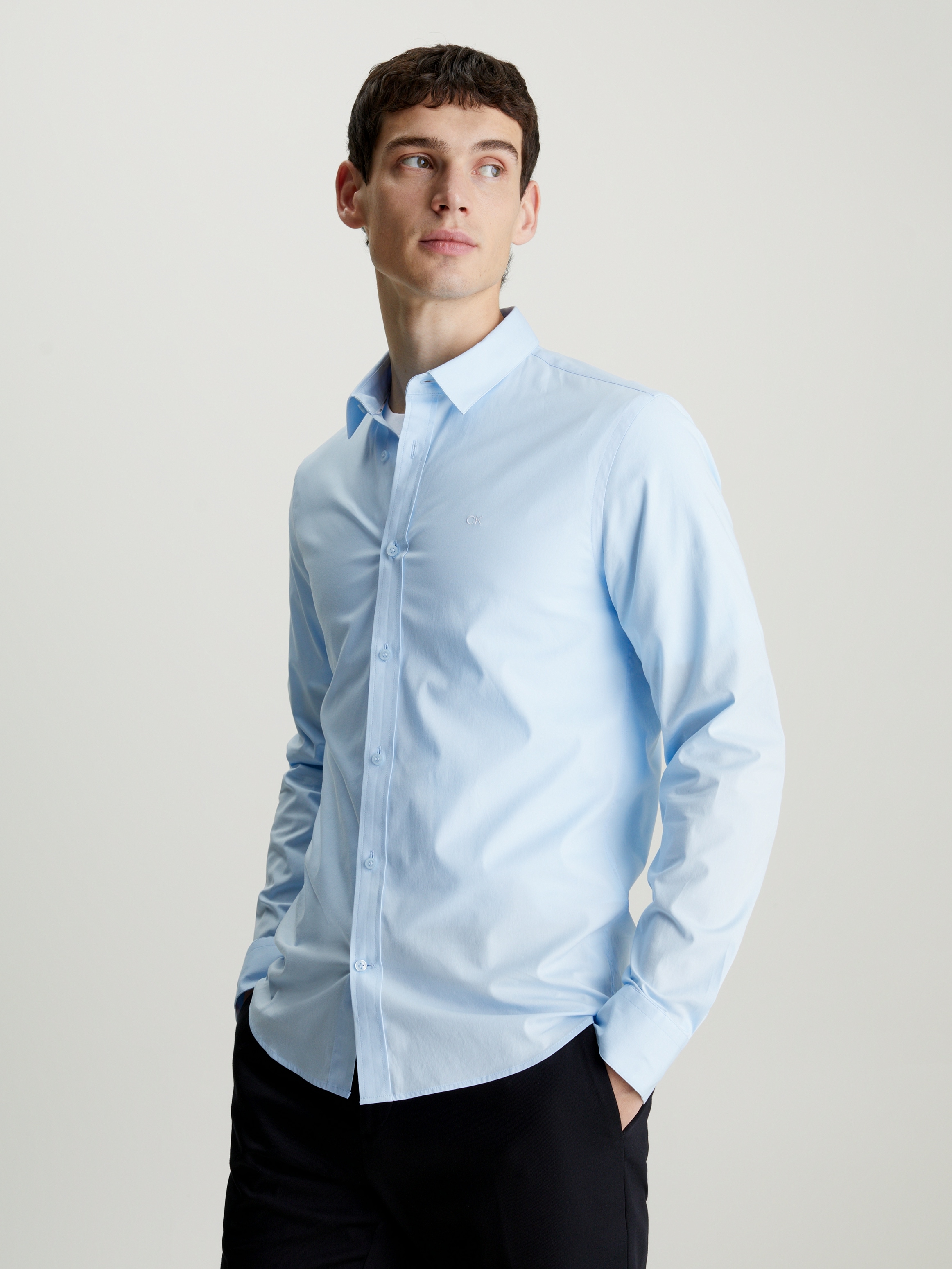 Calvin Klein Businesshemd »STRETCH POPLIN SLIM SHIRT«, mit Calvin Klein Logo auf der Brust