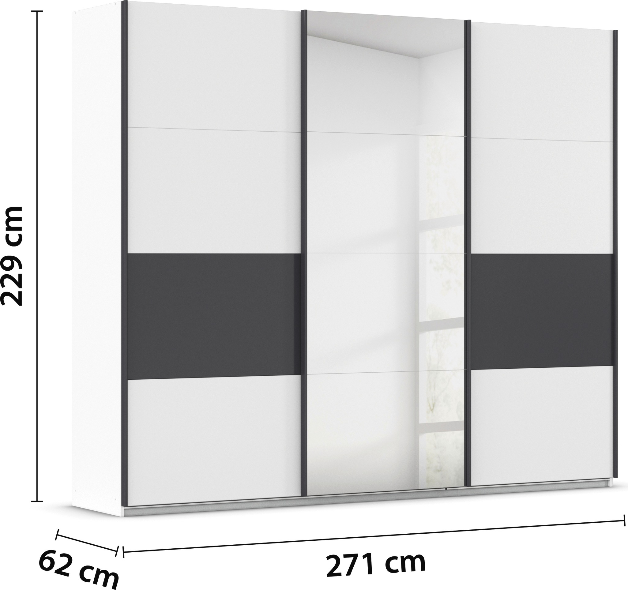 rauch Schwebetürenschrank »Schwebetürenschrank Kleiderschrank Schrank Garderobe CORTONA«, inkl. Inneneinteilung, 2 Stoffboxen und zusätzlichen Einlegeböden