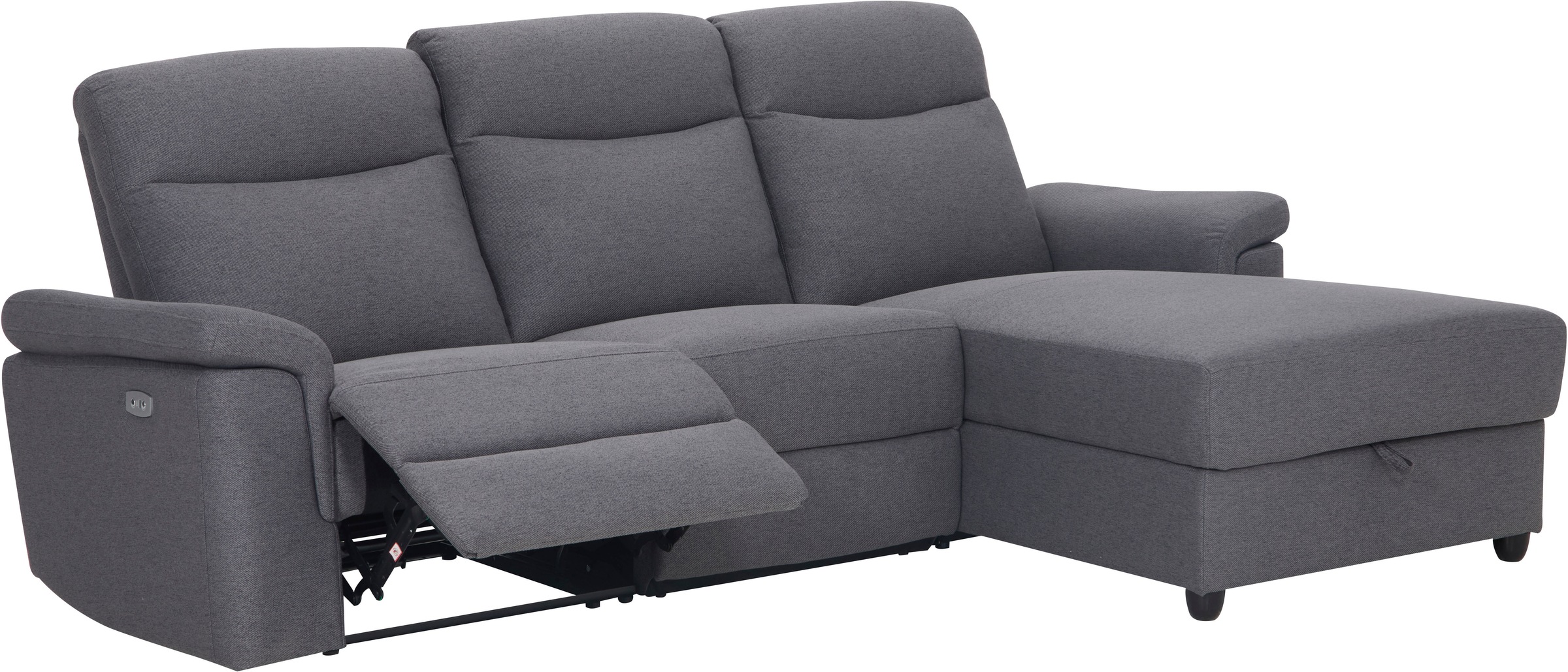 Home affaire Ecksofa »BRIONNE, L-Form, 255cm, manuelle u. elektrische Funktion (USB A/C),«, Liegefunktion, Stauraum, Federkernpolsterung, Webstoff