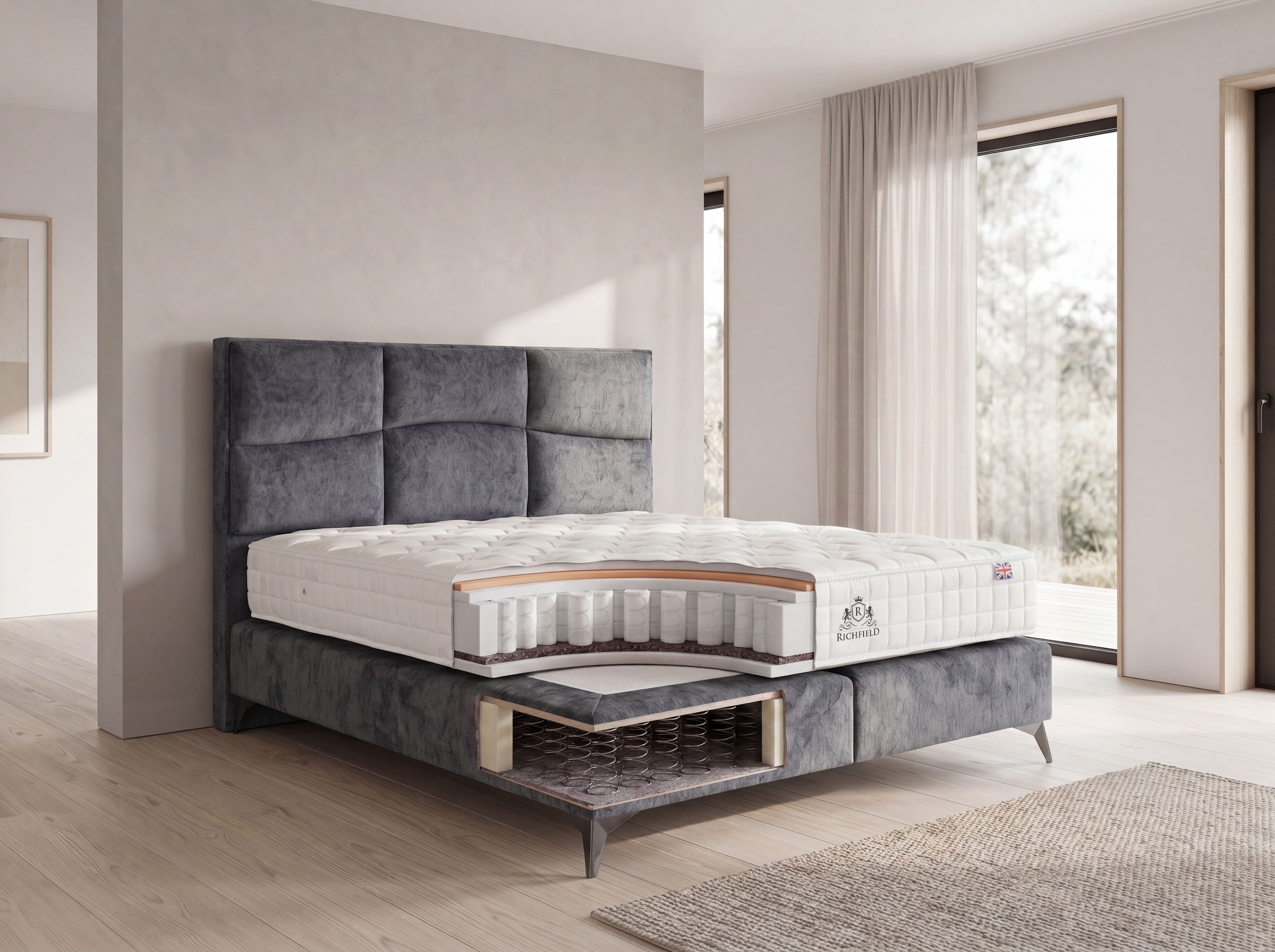 Home affaire Boxspringbett »Violette erhältlich in den Breite 160, 180 & 200cm« inkl. Topper und extra dicker Taschen-Federkernmatratze