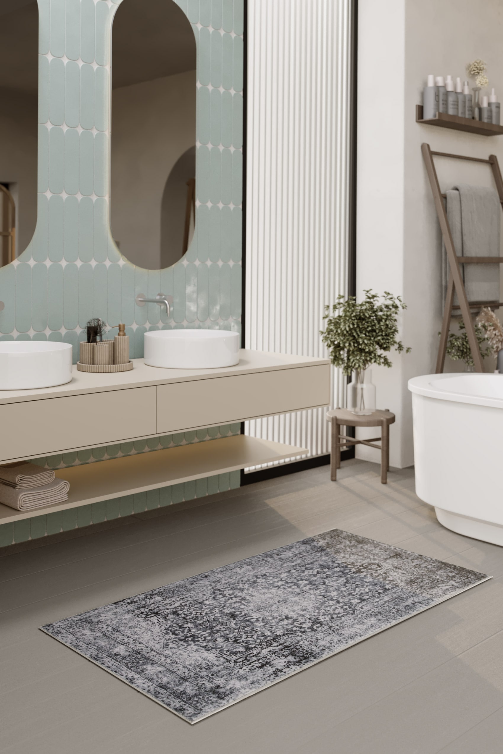 Wecon home Badematte »Ralph« Höhe 0,5 mm fußbodenheizungsgeeignet Vintage, waschbar, rutschfest, schnell trocknend, weich, Badteppich