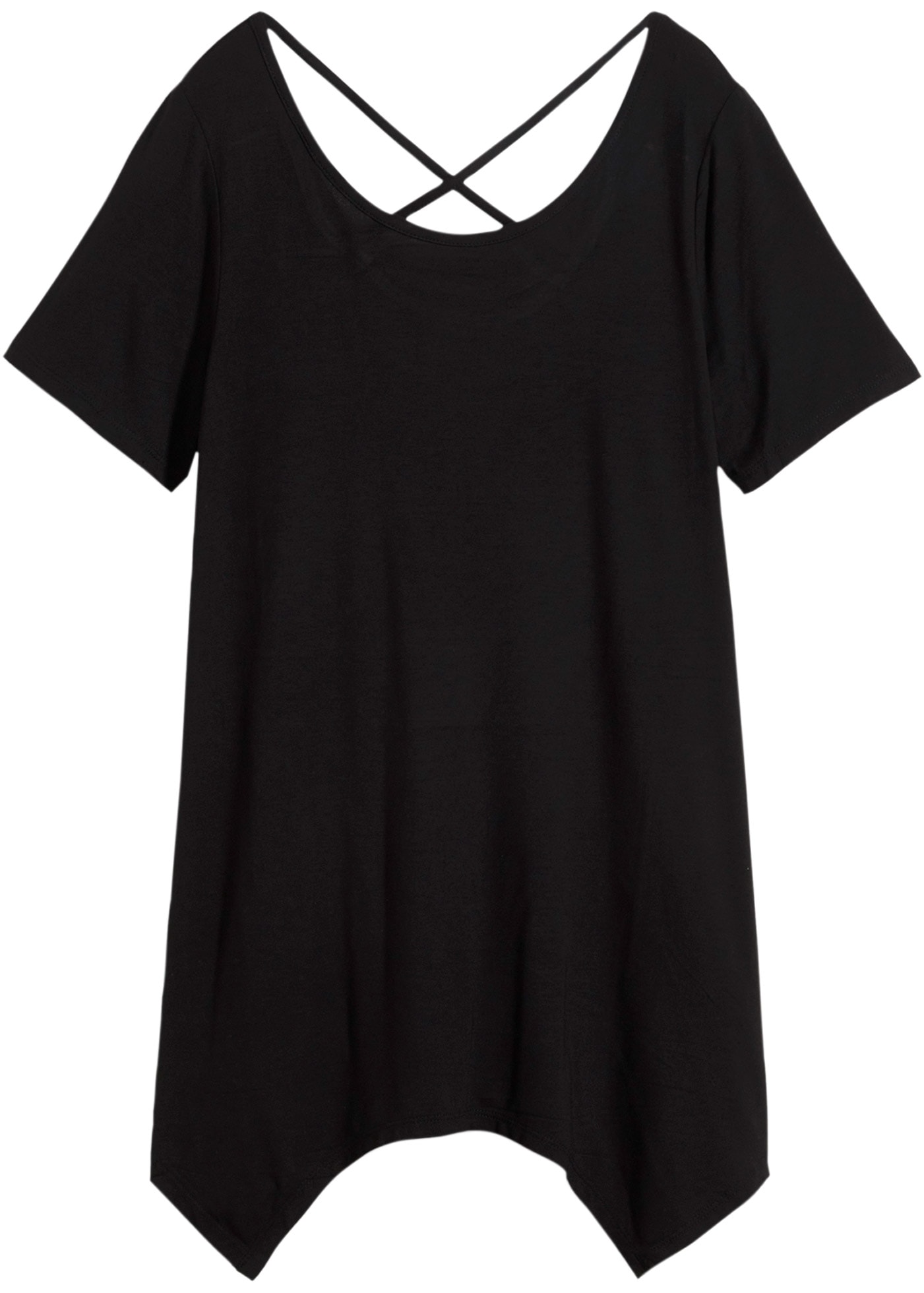 bonprix Longshirt »Zipfel Longshirt, kurzarm« A-Linie Passform, Kurzarm, aus Viskose und Elasthan, Zipfel-Design