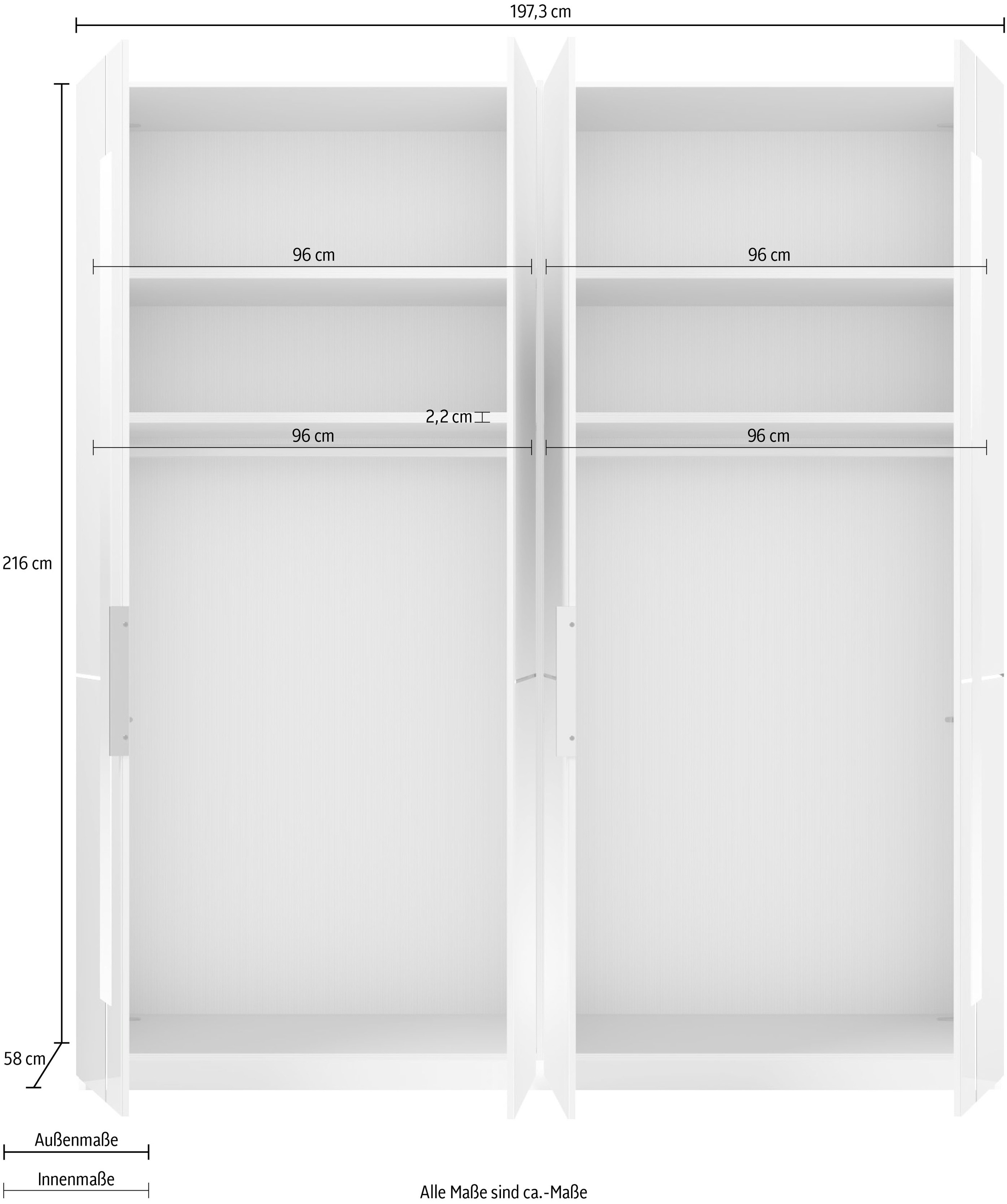 Musterring Drehtürenschrank »Imola W«, inkl. Einlegeböden und Kleiderstangen, mit Glas- und Spiegeltüren
