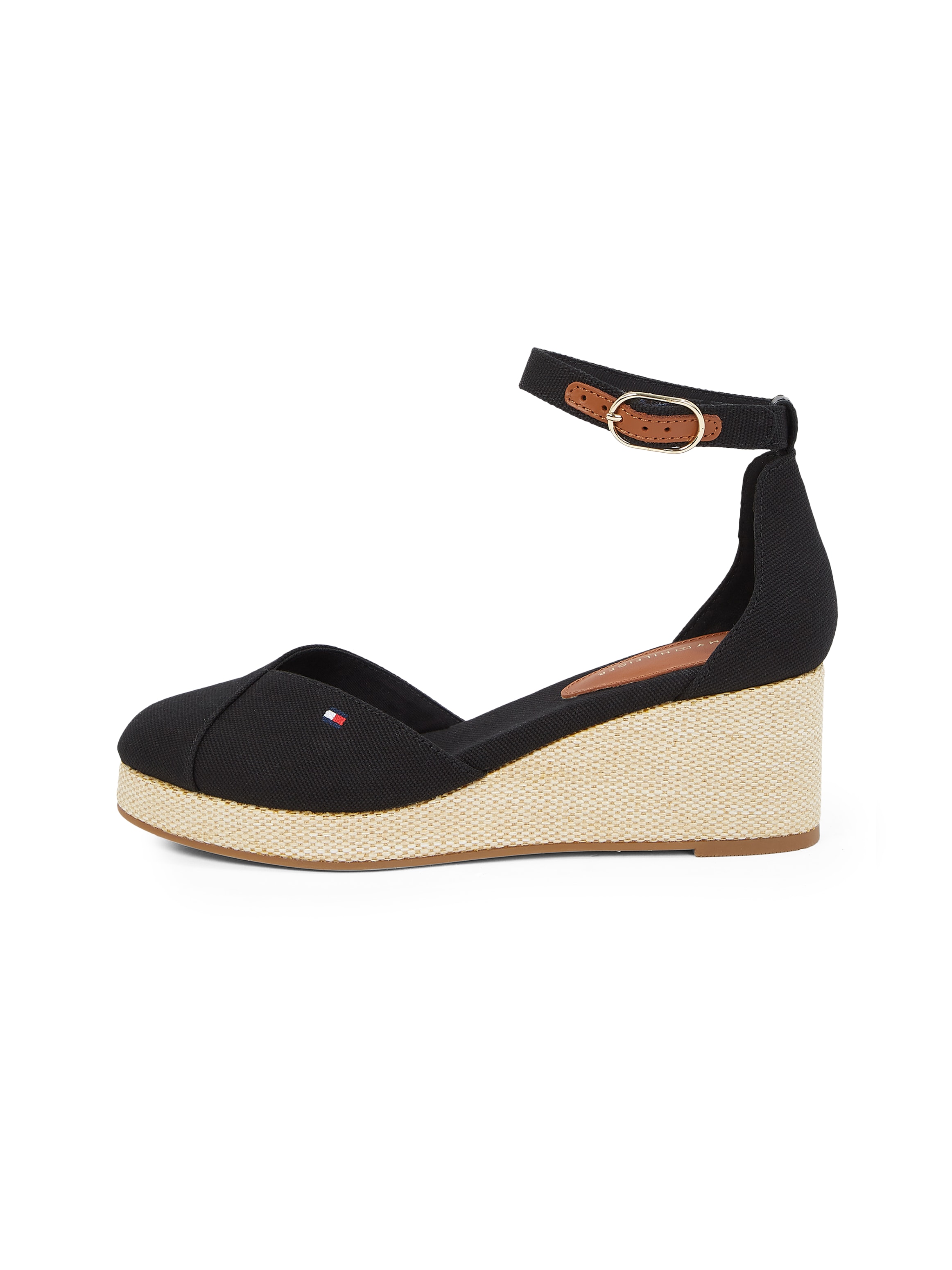 TOMMY HILFIGER Keilsandalette »FLAG CLOSED TOE MID WEDGE ESPAD«, Riemchensandale, Sommerschuh mit...