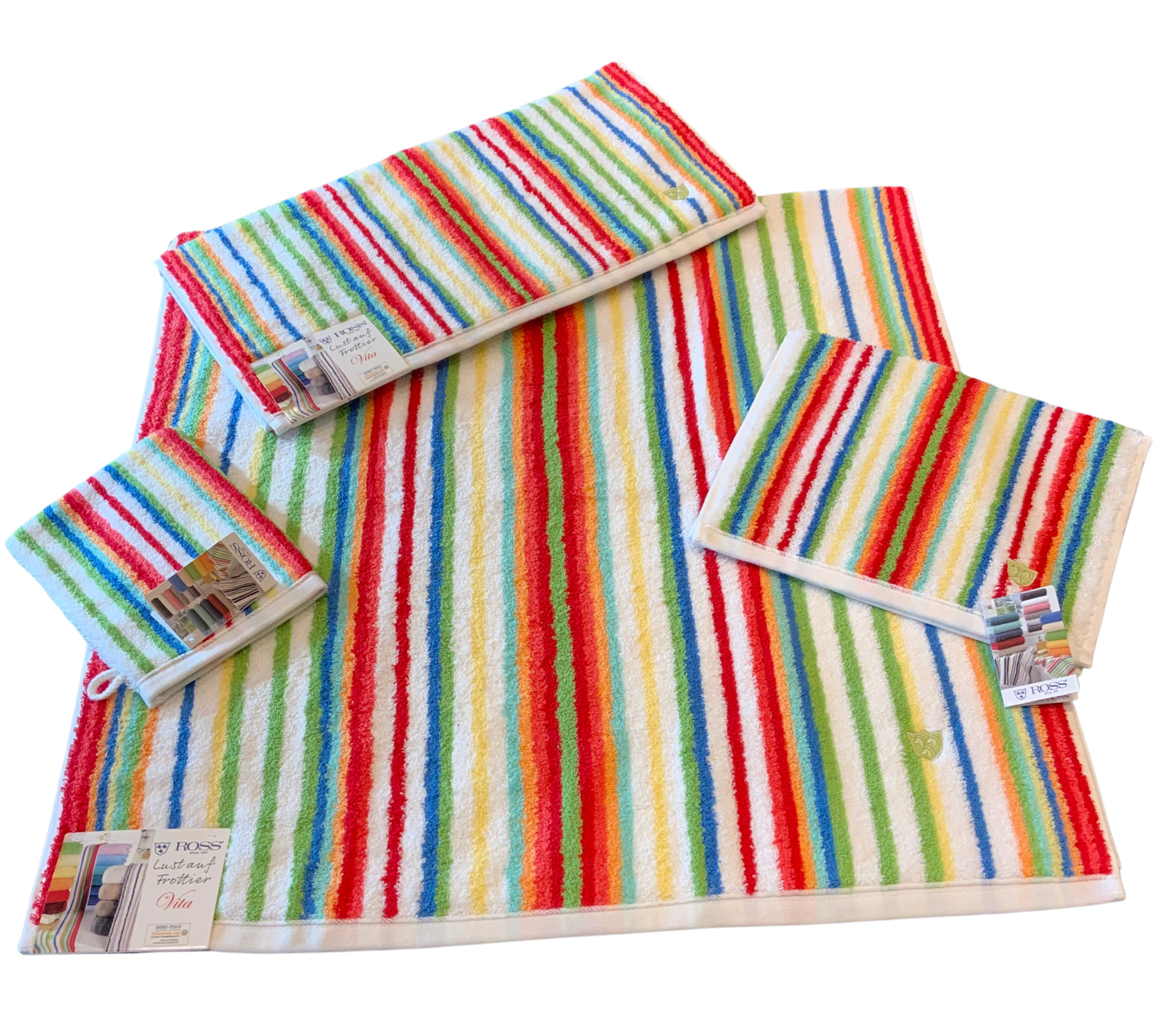 ROSS Saunatuch "Multicolor" mit Streifen und gesticktem ROSS-Emblem