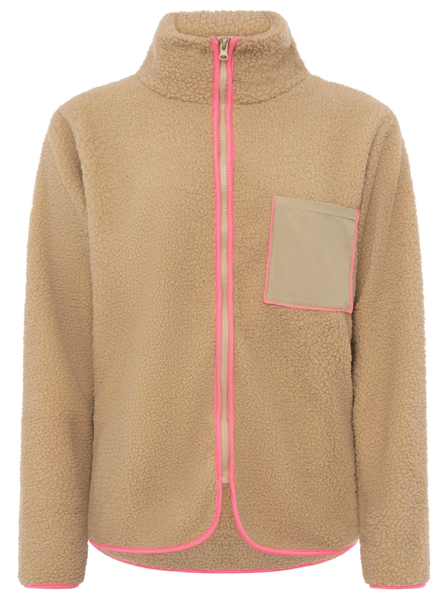 Zwillingsherz Bomberjacke »"Classic"« kuscheliges Teddy-Fleece , Kontrastdetails, Brutstasche, Stehkragen