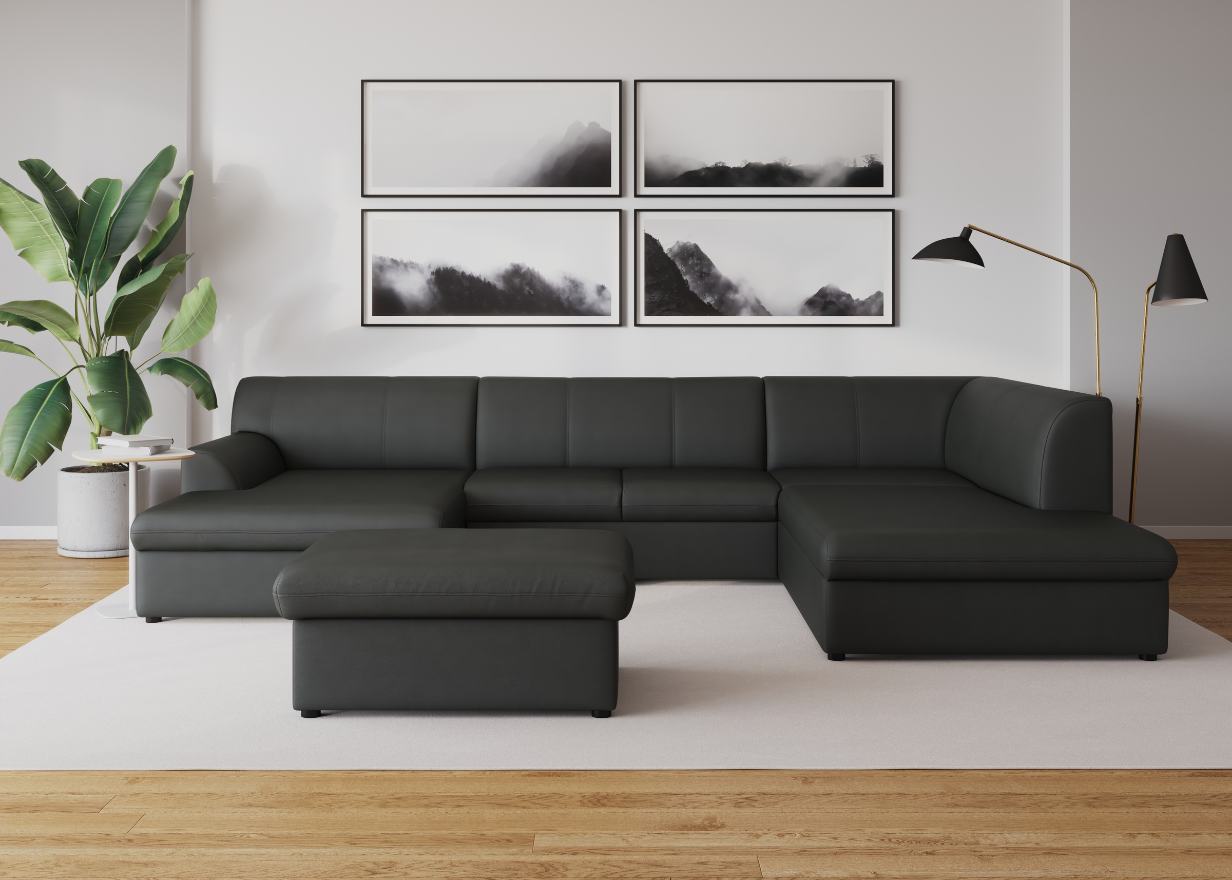 DOMO collection Wohnlandschaft »Topper, elegant und zeitlos, komfortabel, U-Form«, wahlweise mit Bettfunktion