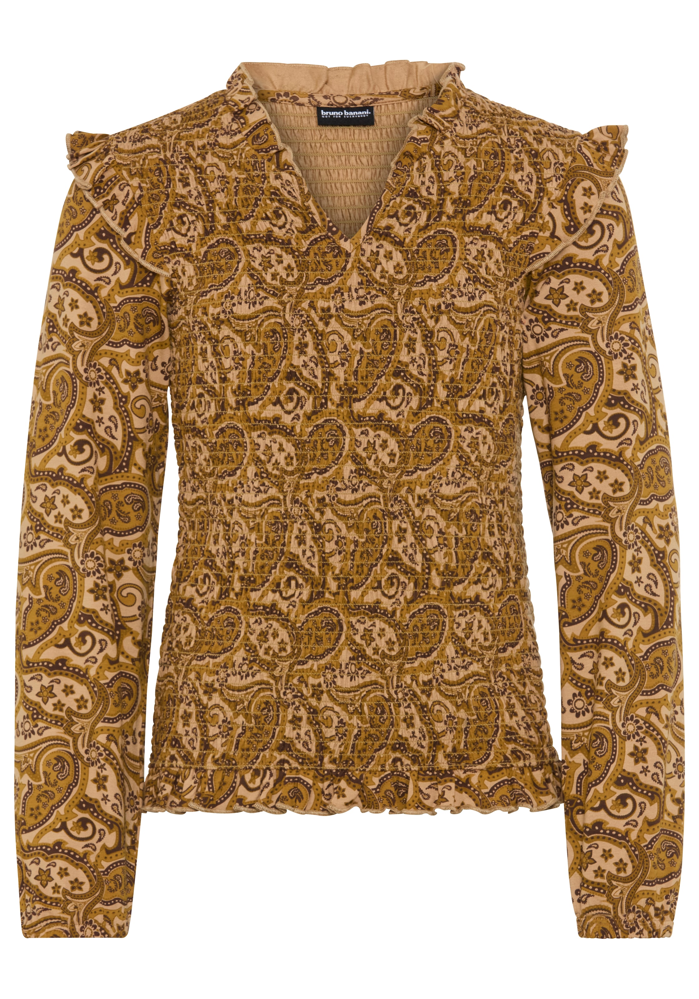 Bruno Banani Langarmshirt »Viskose-Shirt im Allover-Design und Smoke-Effekt« Allover-Shirt aus weicher Viskose, extra eng geschnitten