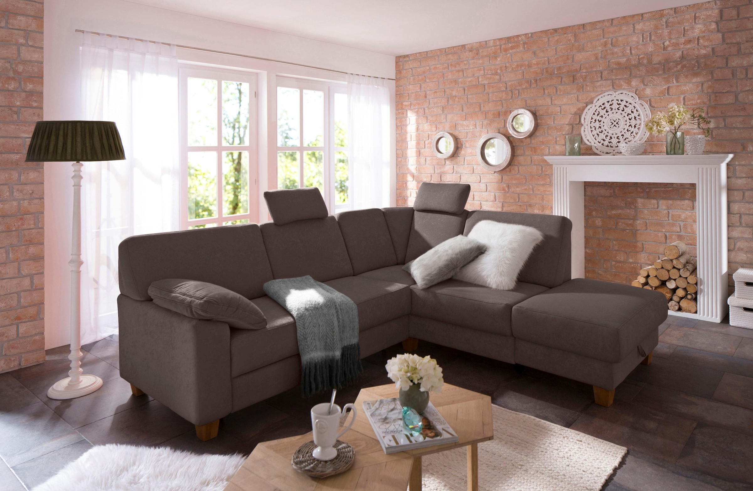 Home affaire Ecksofa »Belfort L-Form«, mit Federkern, wahlweise mit Bettfunktion und Stauraum