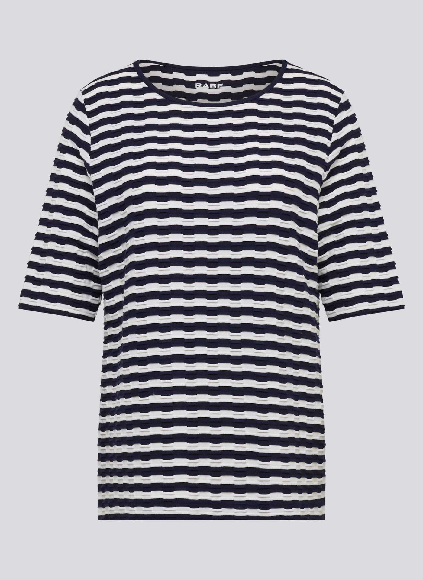 Rabe Rundhalsshirt, im Streifen-Look und in Struktur-Optik