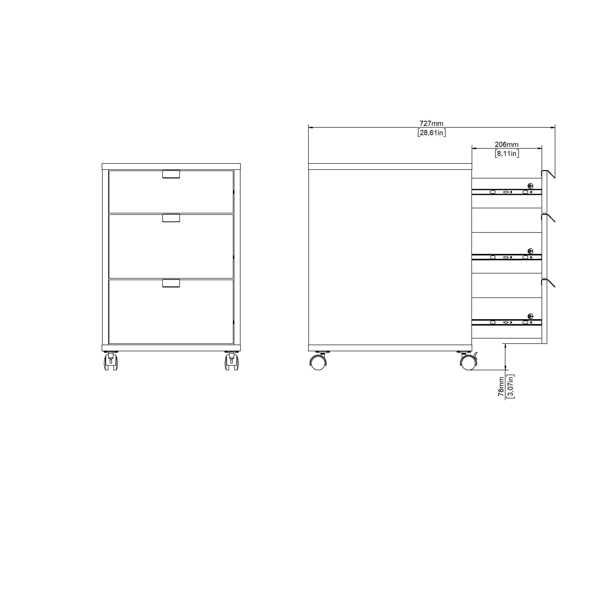 INOSIGN Rollcontainer »Sign Rollwagen Rollschrank verschiebarer Transportbehälter,«, Zweifarbiges Design, 3 Schubladen, verschiebbar, Höhe 60 cm