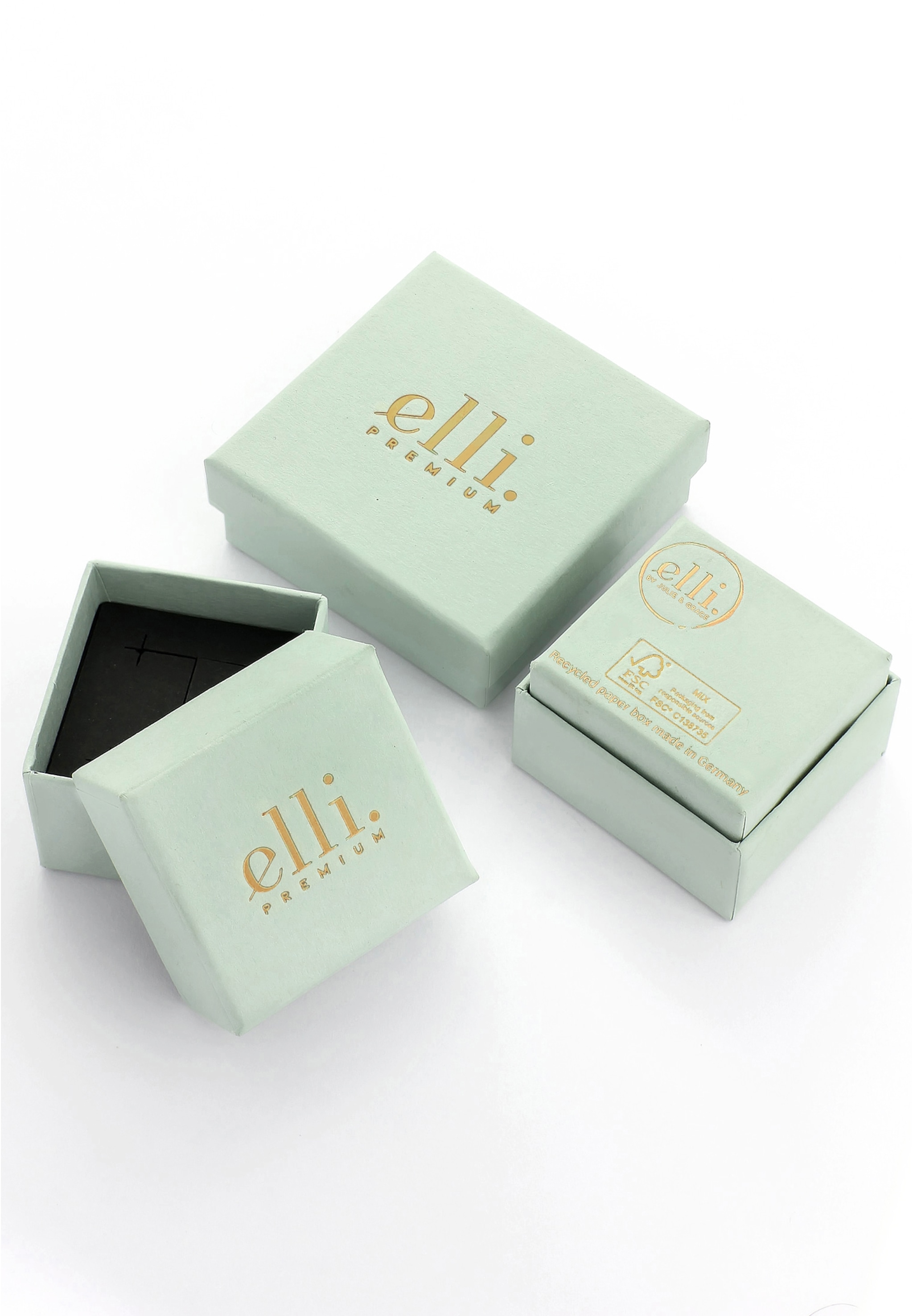 Elli Premium Silberkette »Halskette Kleeblatt Zirkonia Weiß 375 Gelbgold«