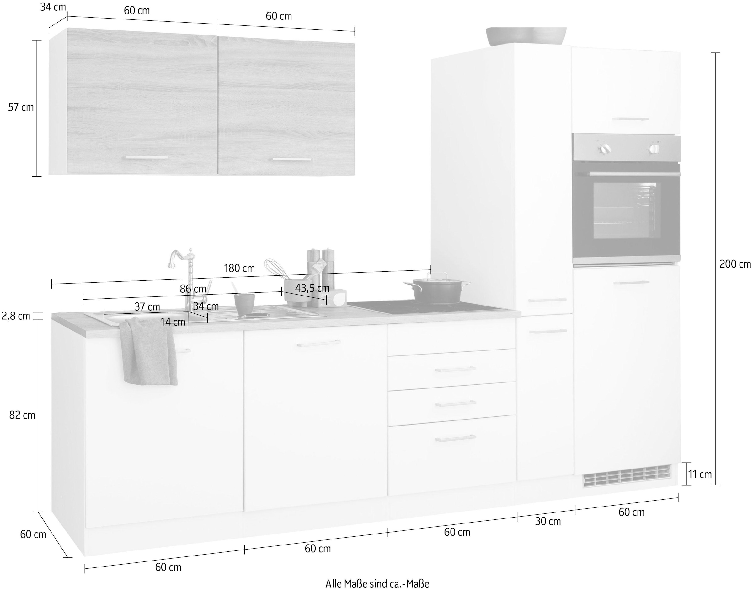 HELD MÖBEL Küchenzeile »Visby«, ohne E-Geräte, Breite 270 cm für  Kühlschrank und Geschirrspüler bequem bestellen