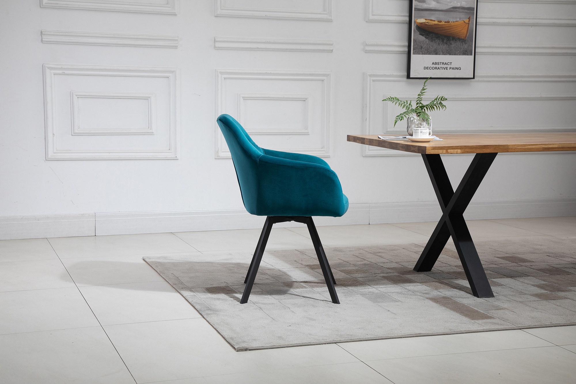 SalesFever Essgruppe »Stilvolle Essgruppe« Set, 5 Stk. tlg. 5-teilige Sitzgruppe mit 360° Drehplatte und echter Baumkante