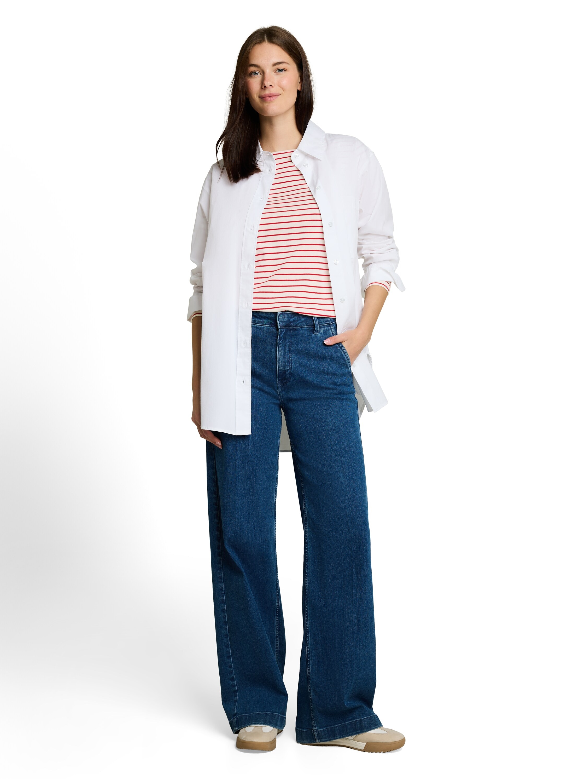 TOM TAILOR Langarmshirt im Streifen-Look und mit Stickerei