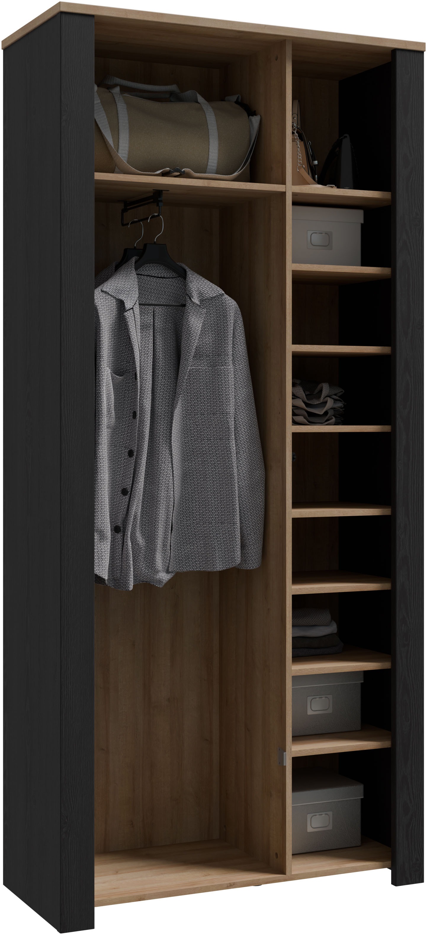 FORTE Garderobenschrank »Garderobenschrank, Höhe 205,4cm, Spiegel, Soft Close, Push to Open« B/H/T 94,4/205,4/42 cm