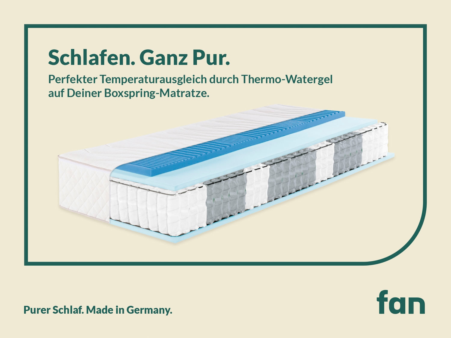 fan Taschenfederkernmatratze »fan Boxspringmatratze m. Thermogelauflage«, 33 cm hoch, (1 St., 1-tlg.), mit integriertem Gel-Topper