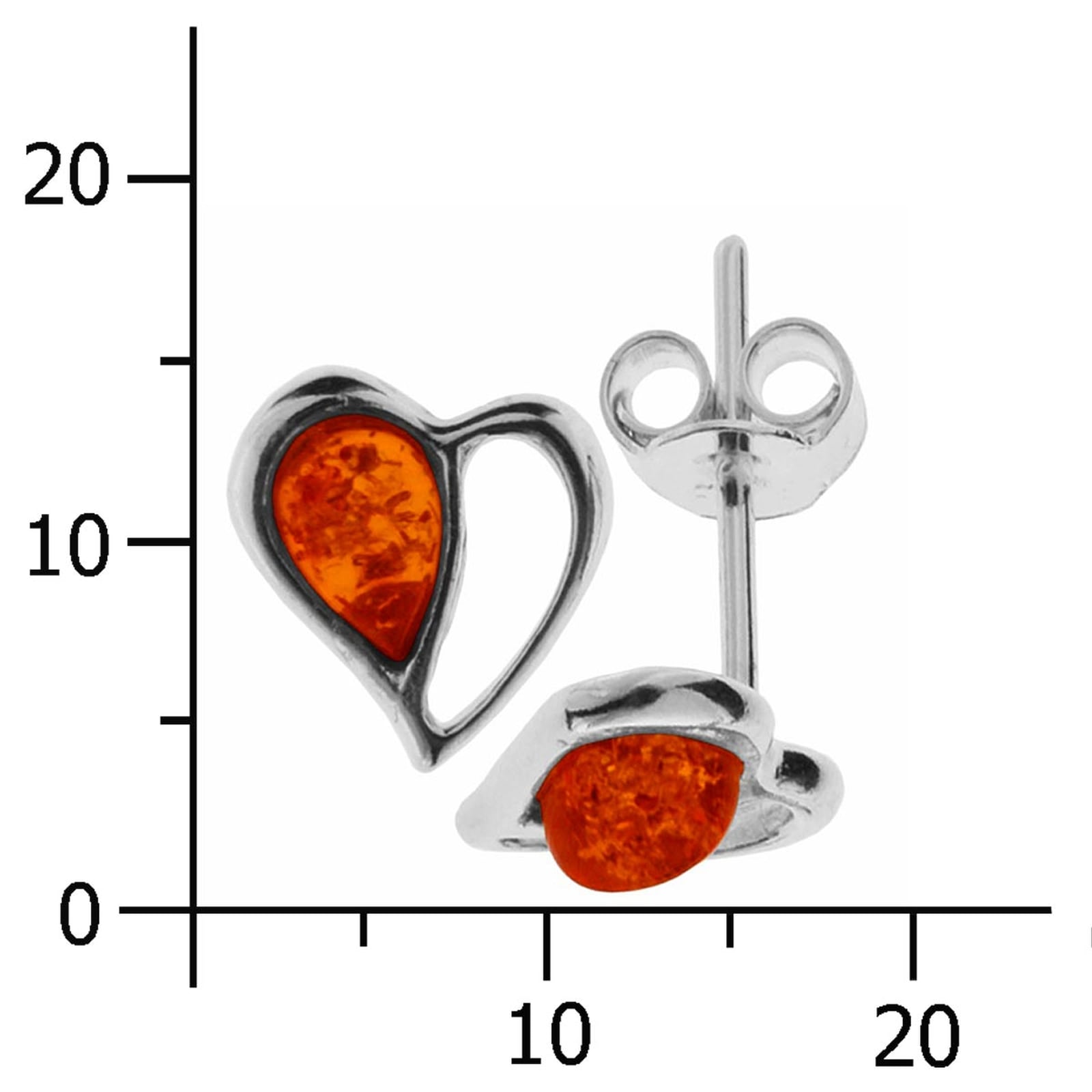 OSTSEE-SCHMUCK Paar Ohrstecker »- Herz - Silber 925/000 - Bernstein«