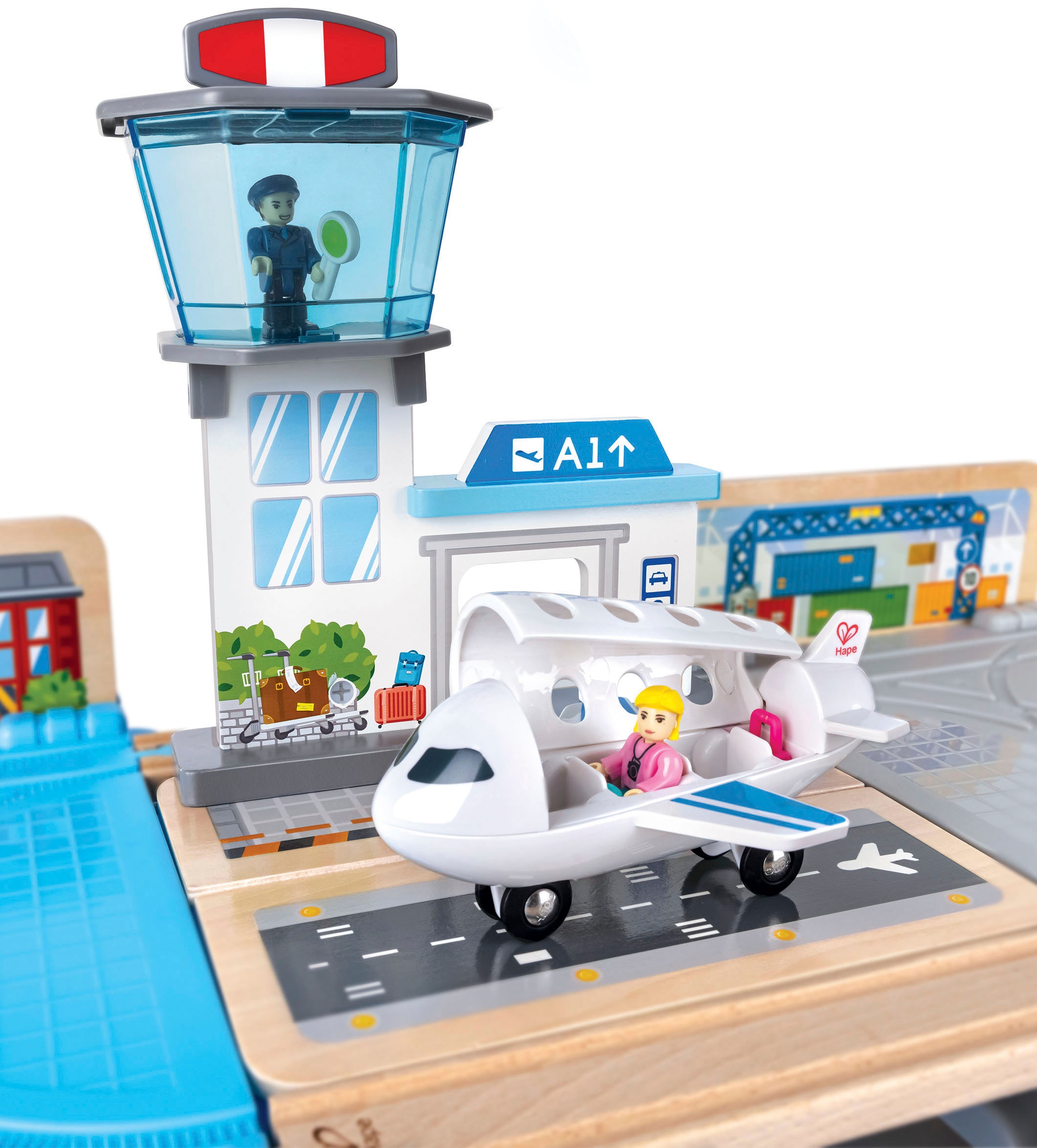 Hape Spielzeug-Eisenbahn »Großstadtlandschaft Eisenbahn in Aufbewahrungsbox«