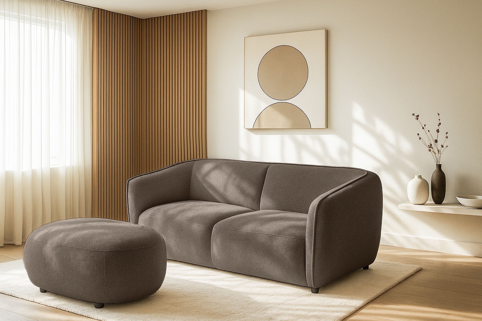 Home affaire 2,5-Sitzer »OSTRUP, Naturtöne, Boucle« Breite 201 cm, organische Form mit sanften Rundungen