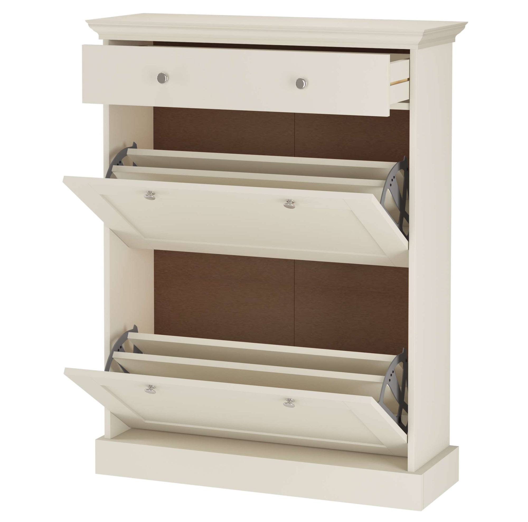 OTTO home Schuhkommode »Binz Schuhschrank mit 2 Klappen und 1 Schublade mit Metallknopfgriffen« mit schönen Metallgriffen und vielen Stauraummöglichkeiten, Höhe 105cm