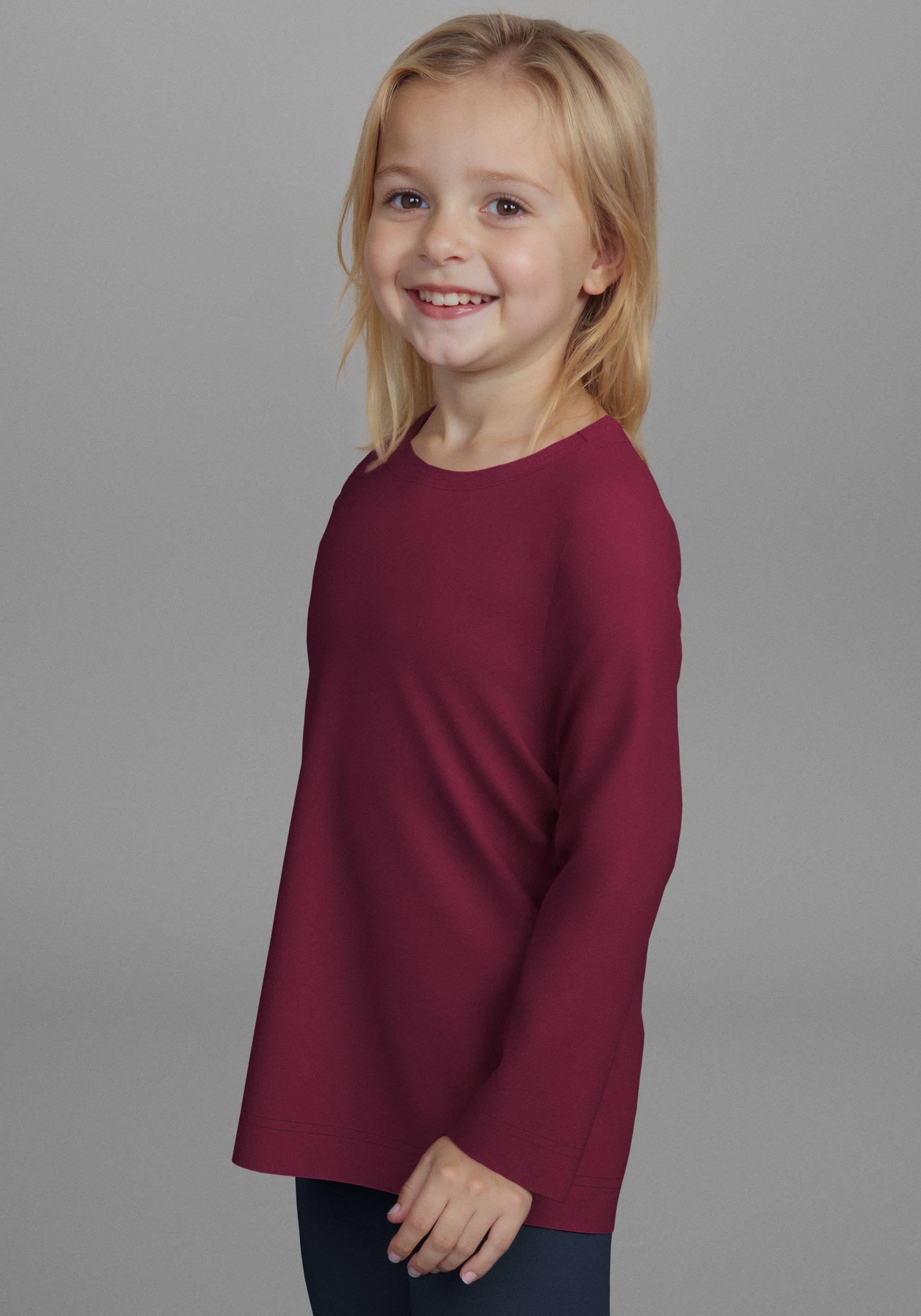 KIDSWORLD Langarmshirt »2er Pack 1x Herzen + 1x Unifarben Shirts« 2 Stk. 2er Pack Shirts mit Herzen