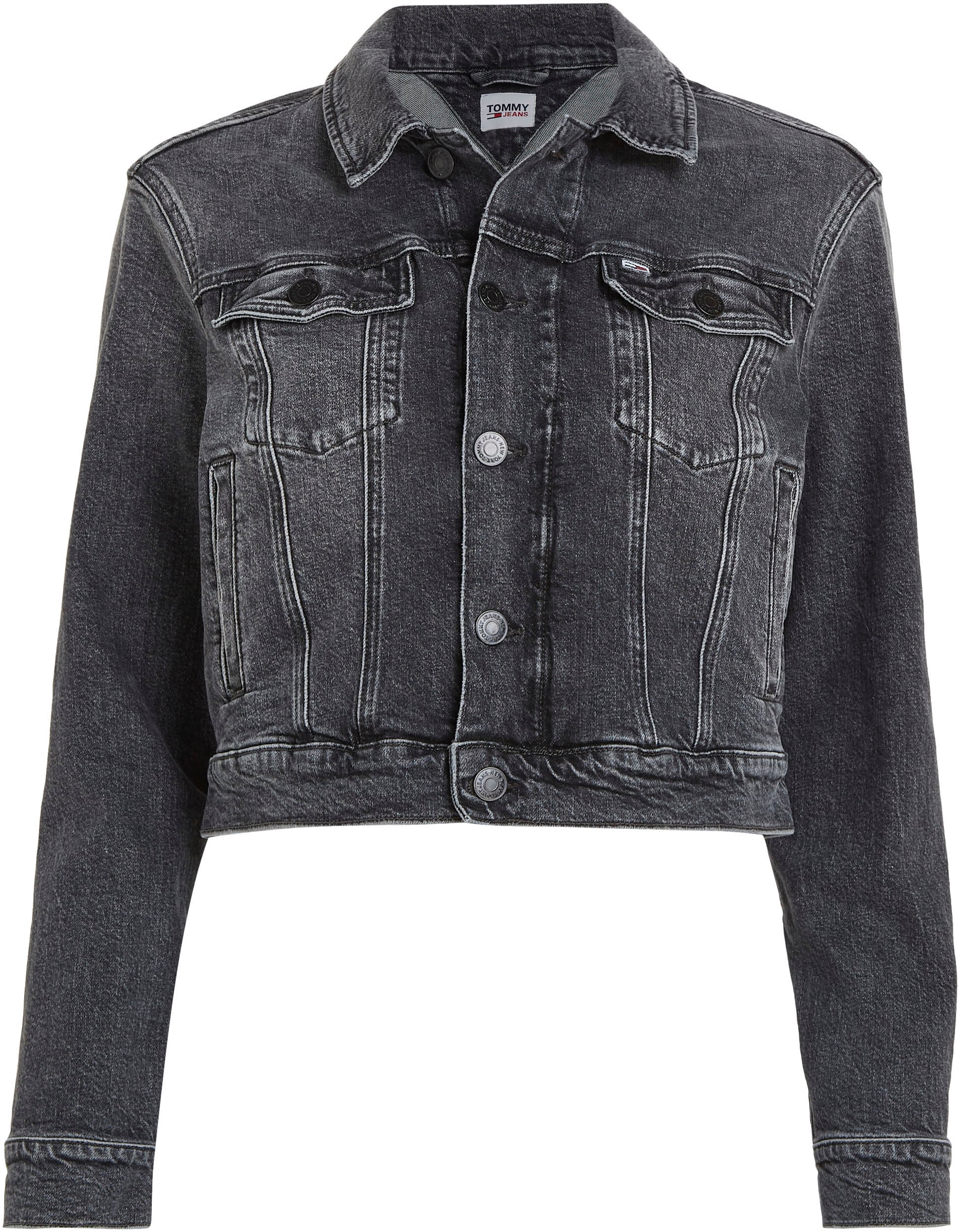 dezentem Tommy BADGE bei SS am CHAMBRAY »TJW Jeans ♕ Blusenkleid mit Kontrastband DRESS«, Krageninneren