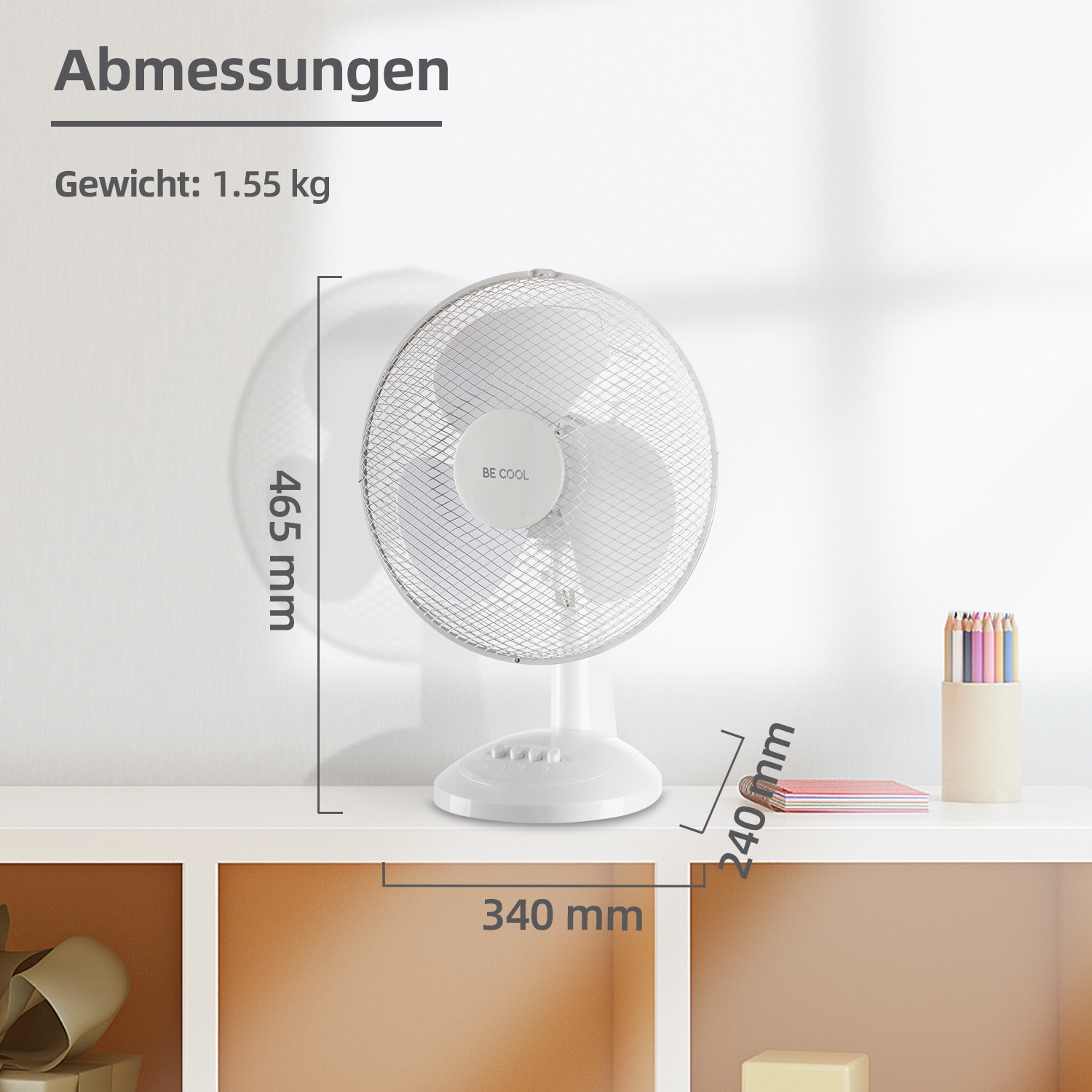be cool Tischventilator »Tischventilator 30cm BC12TF weiß« einfache Bedienung