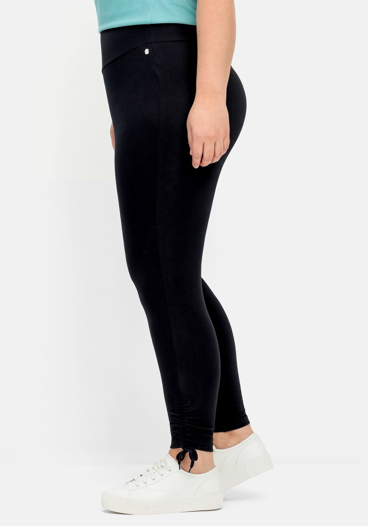 Sheego Leggings »Leggings mit breitem Bund und Raffung am Saum«