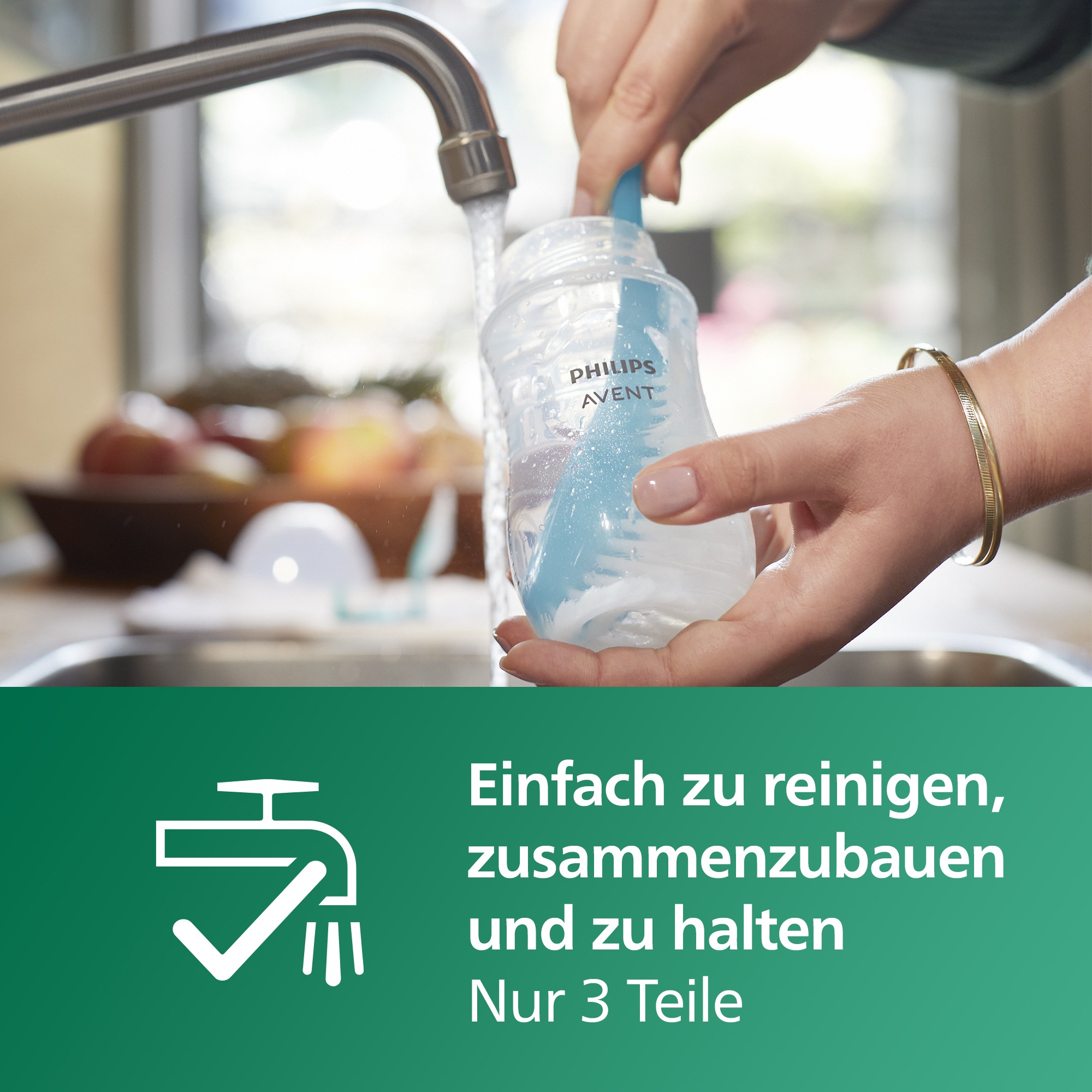 Philips AVENT Babyflasche »Natural Response SCY933/02«, 2 Stück, 240ml, Glas, ab dem 1. Monat