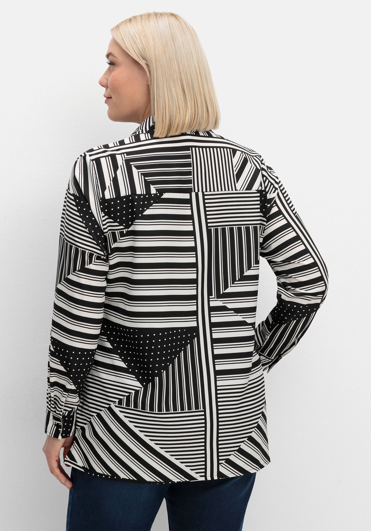 Sheego Druckbluse »Hemdbluse mit grafischem Patchwork-Druck«