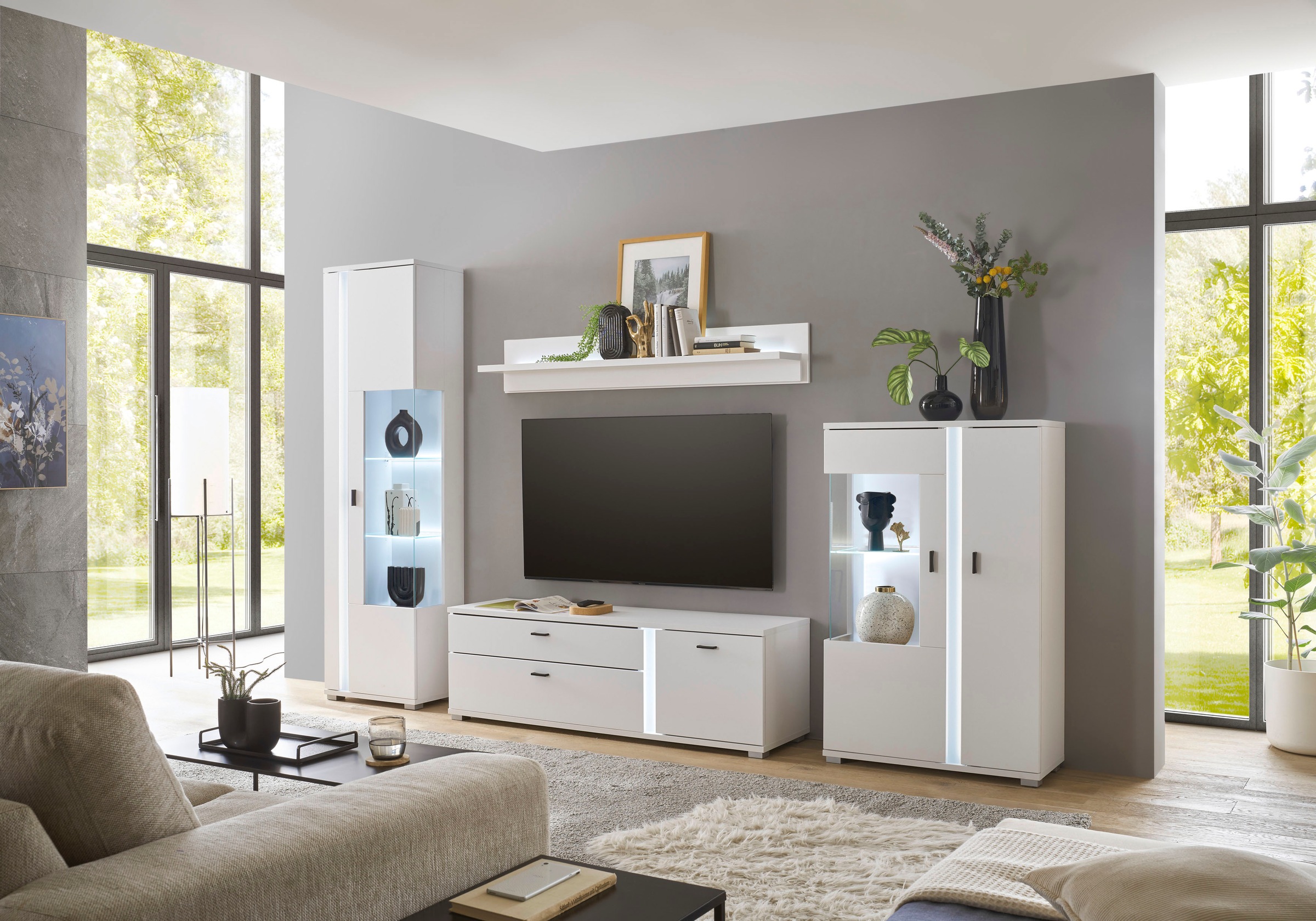 INOSIGN Vitrine »LONG ISLAND, Stauramvitrine«, (1 St.), in moderner Trendfarbe,inklusive senkrechter Beleuchtung,Breite 80 cm