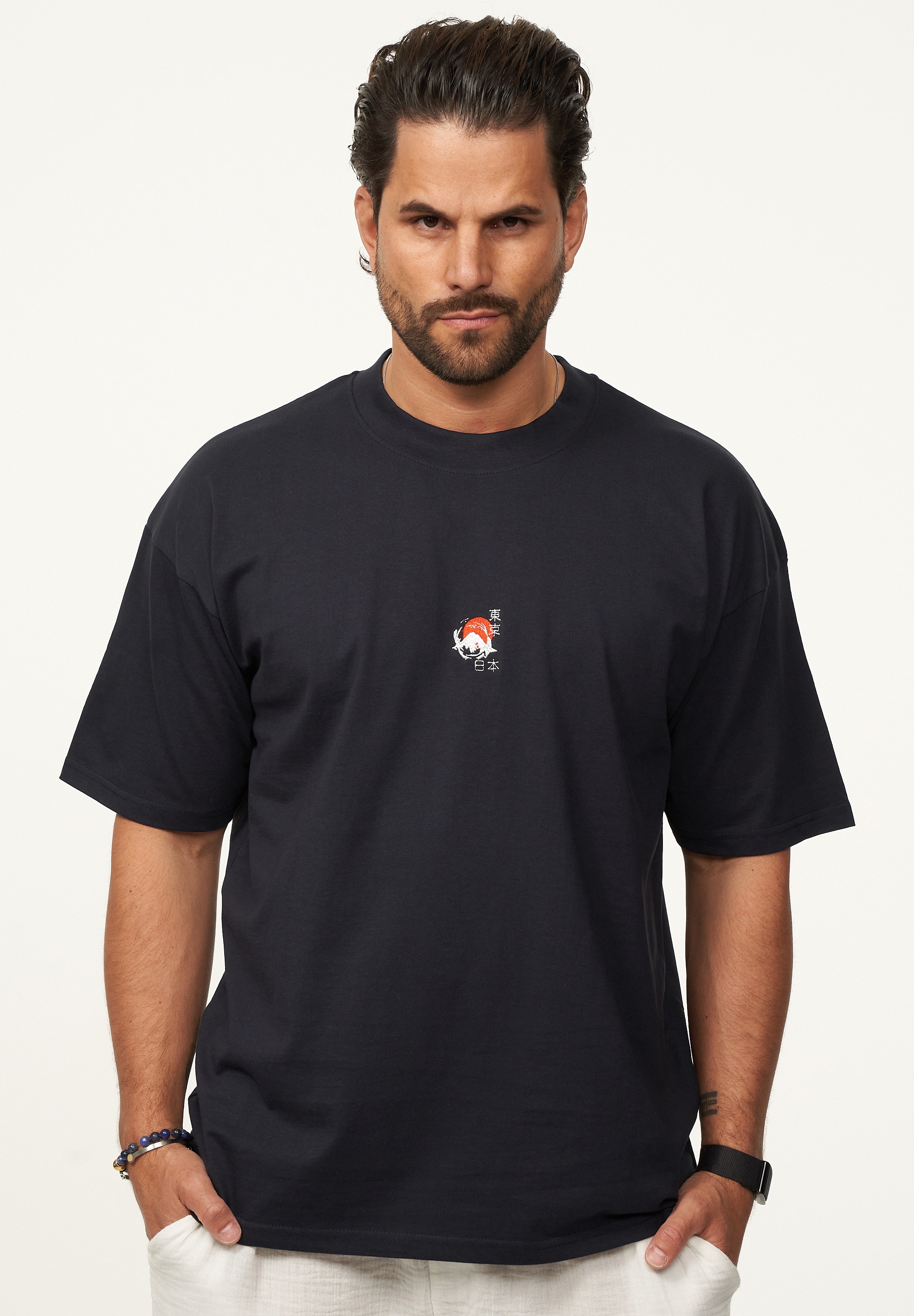 SOULSTAR T-Shirt »Kurzarm Oversize aus 100% Baumwolle mit Rundhalsausschnitt Crew Neck für Herren« Herren Oversize-Fit Kurzarm Shirt mit Rundhals-Ausschnitt
