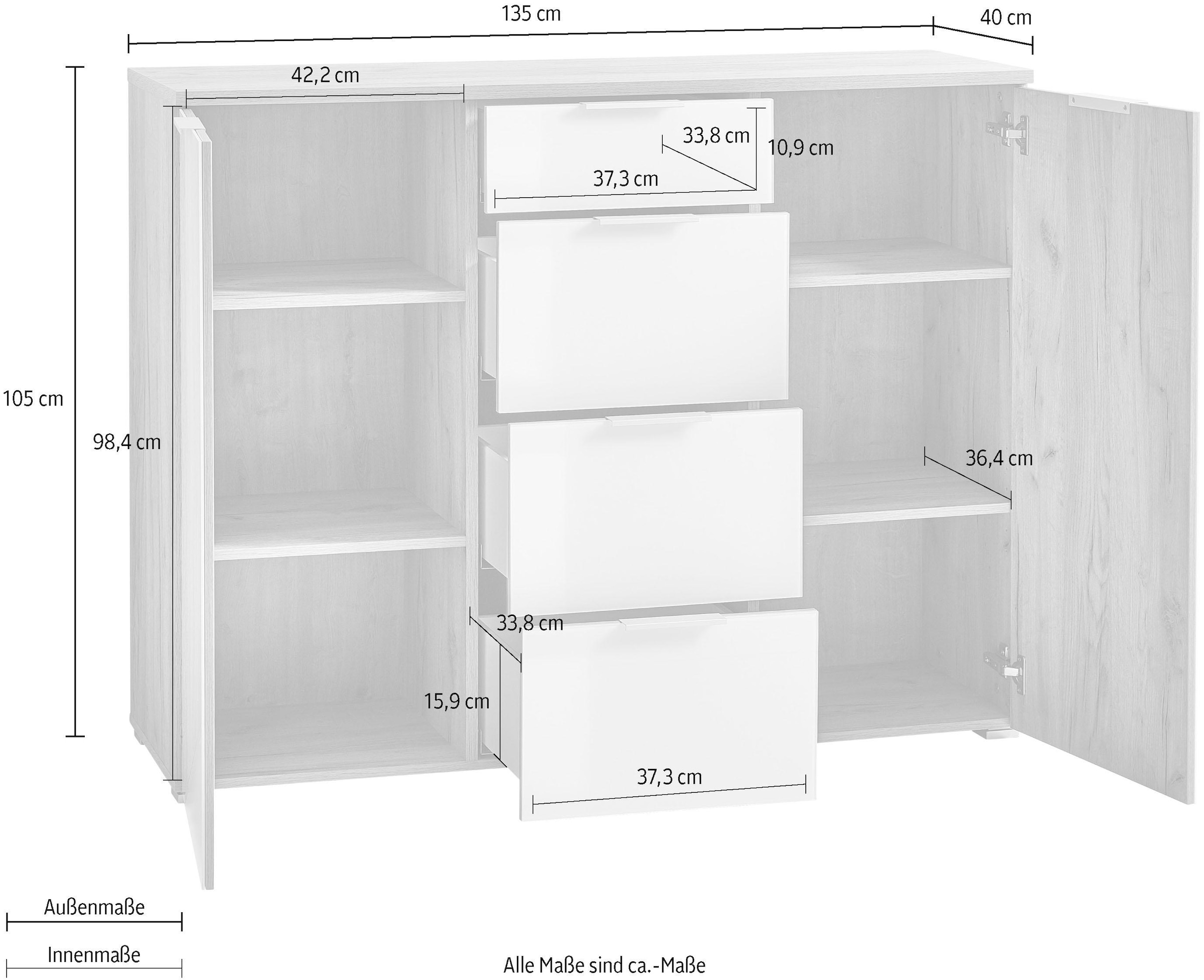 GERMANIA Sideboard »GW-Telde«, Breite 135 cm