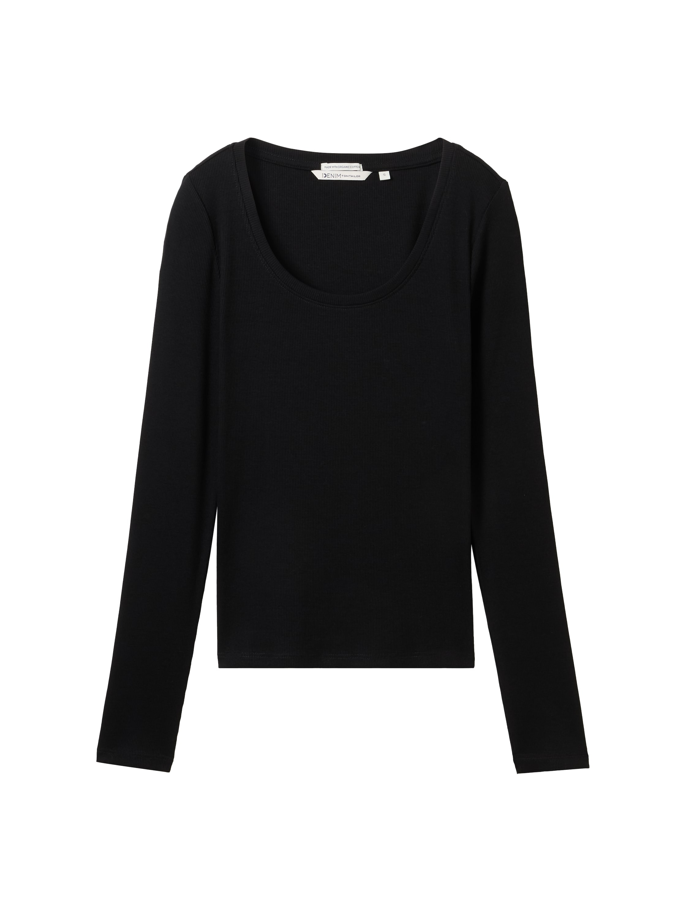 TOM TAILOR Denim Rundhalsshirt, gerippt und mit Stretch
