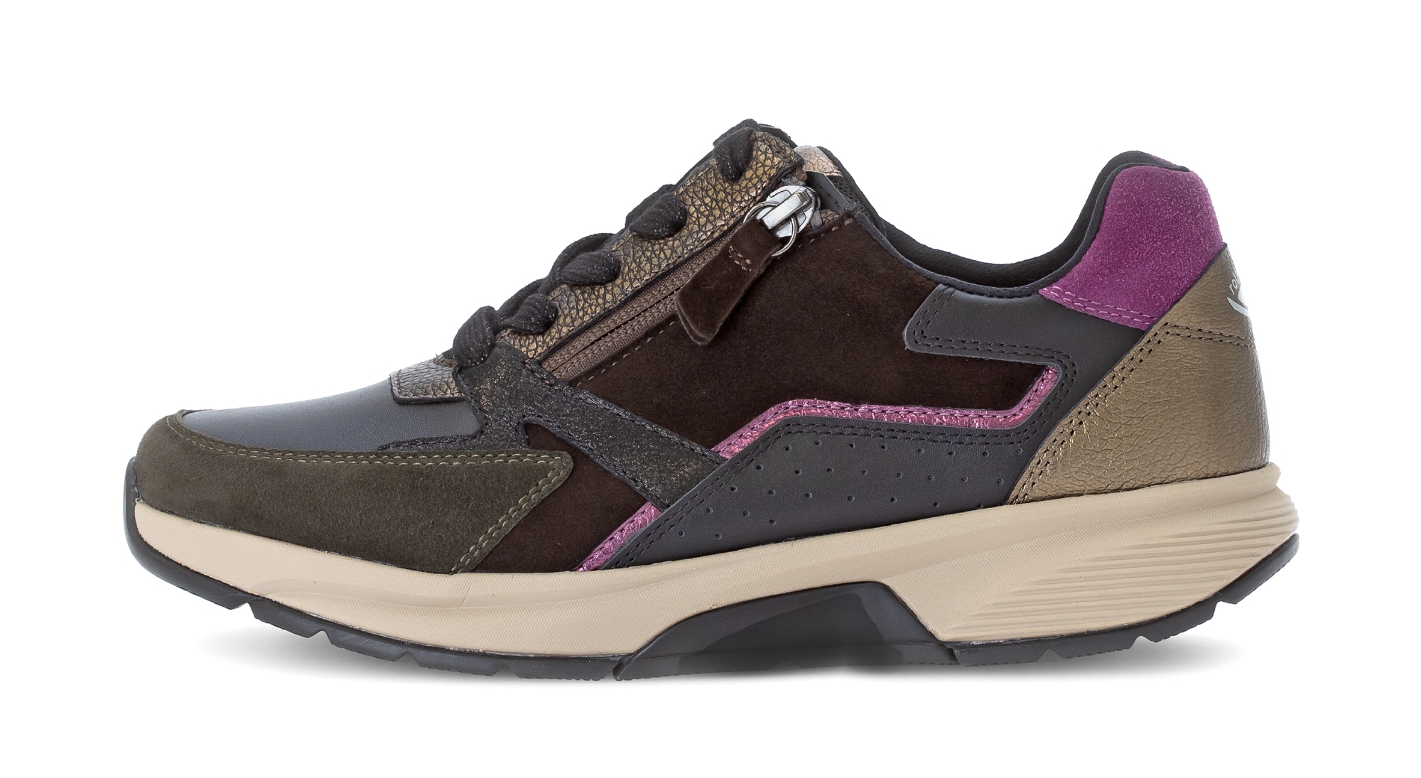 Gabor Rollingsoft Keilsneaker, Schnürer, Halbschuh, Freizeitschuh mit zusätzlichem Reißverschluss